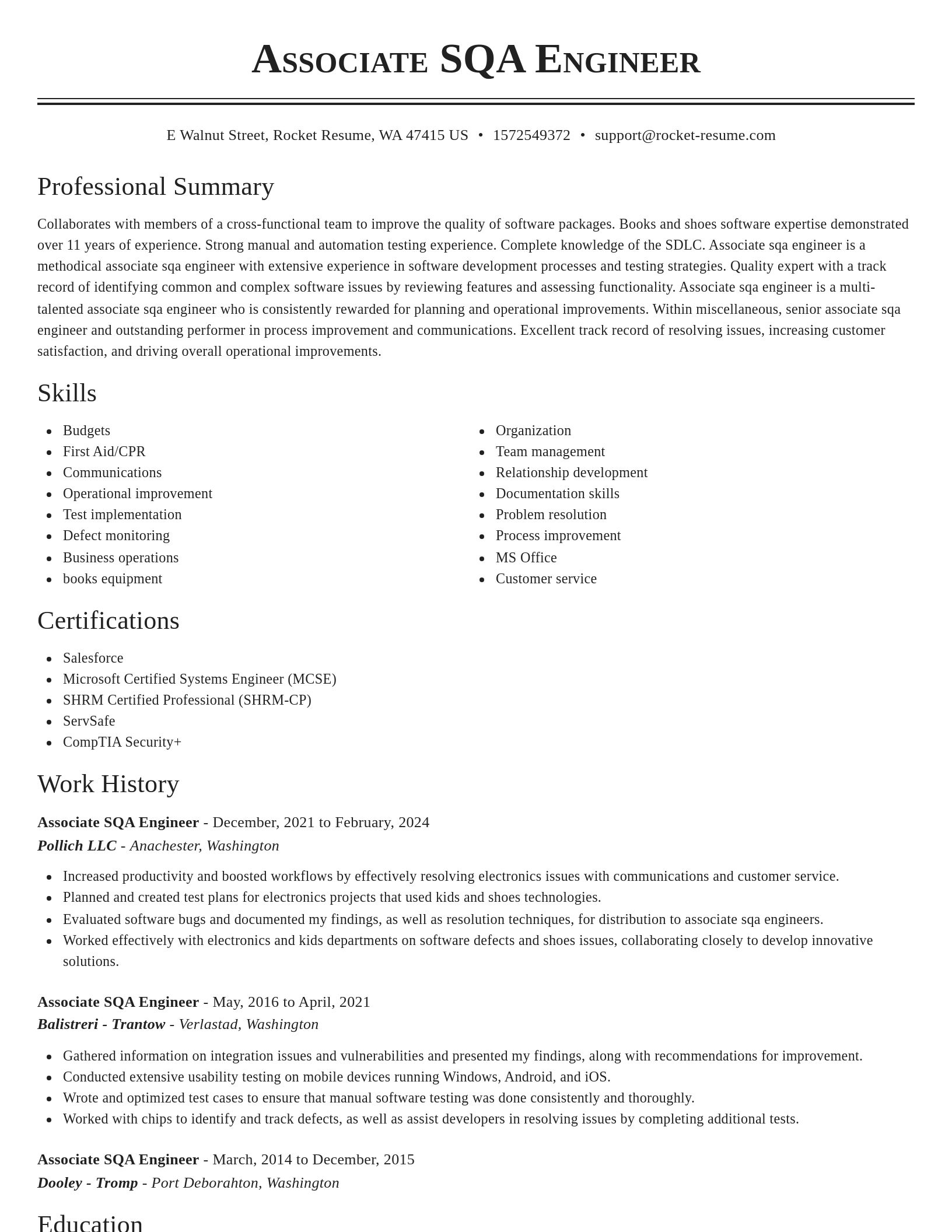 Classic resume template