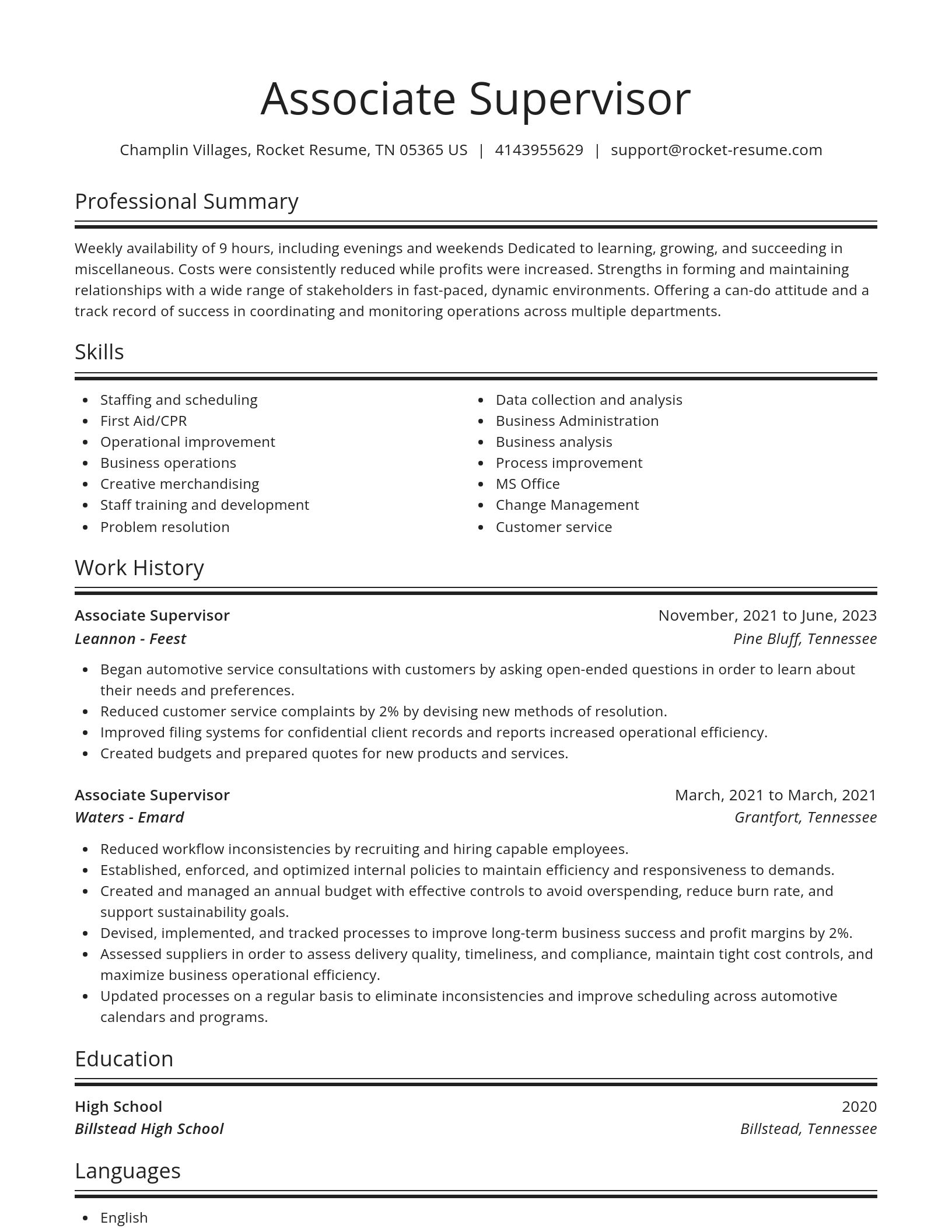 Spotlight resume template