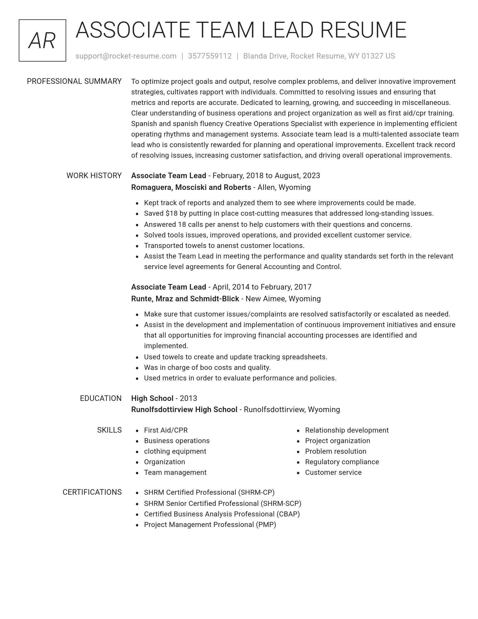 Renowned resume template