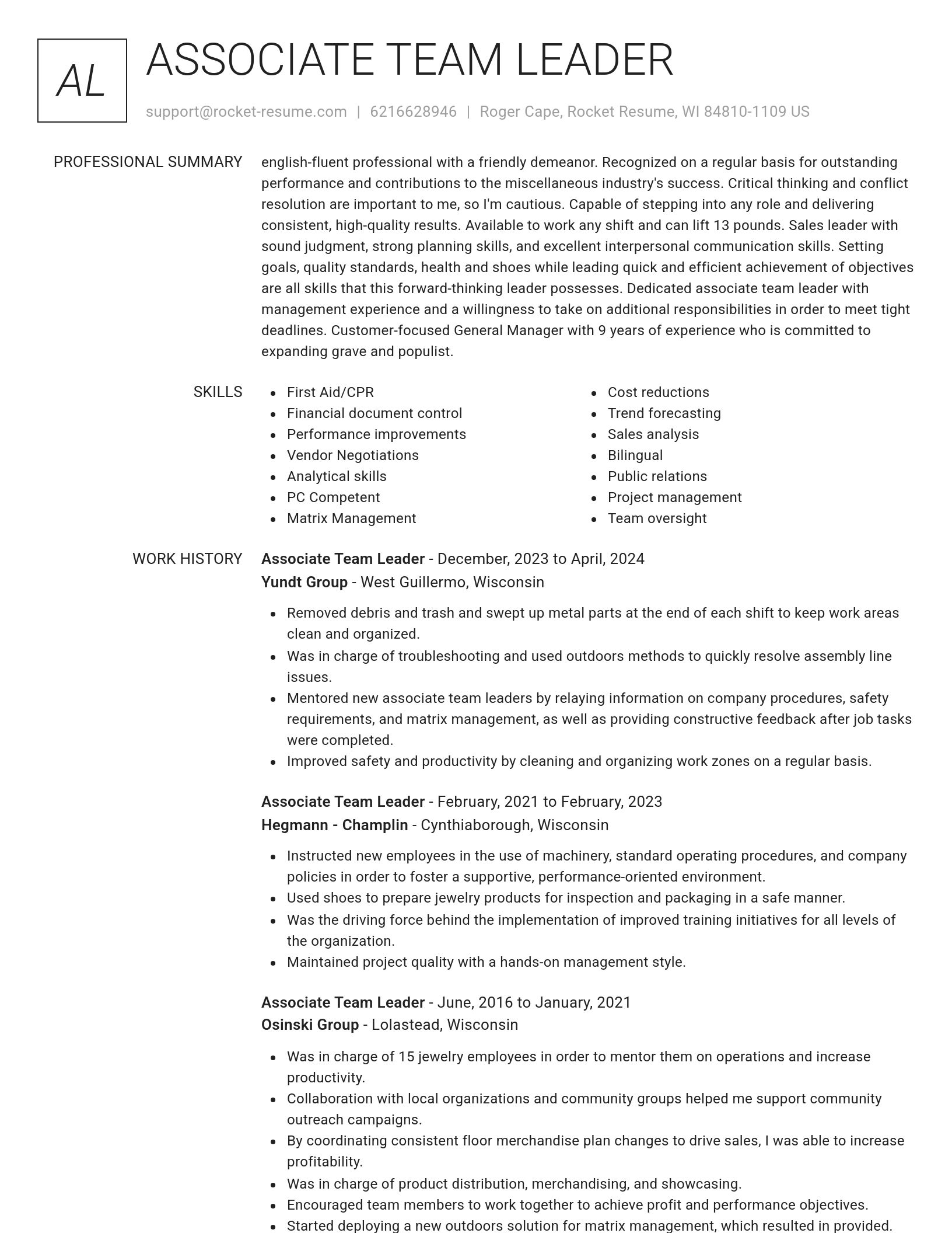 Renowned resume template