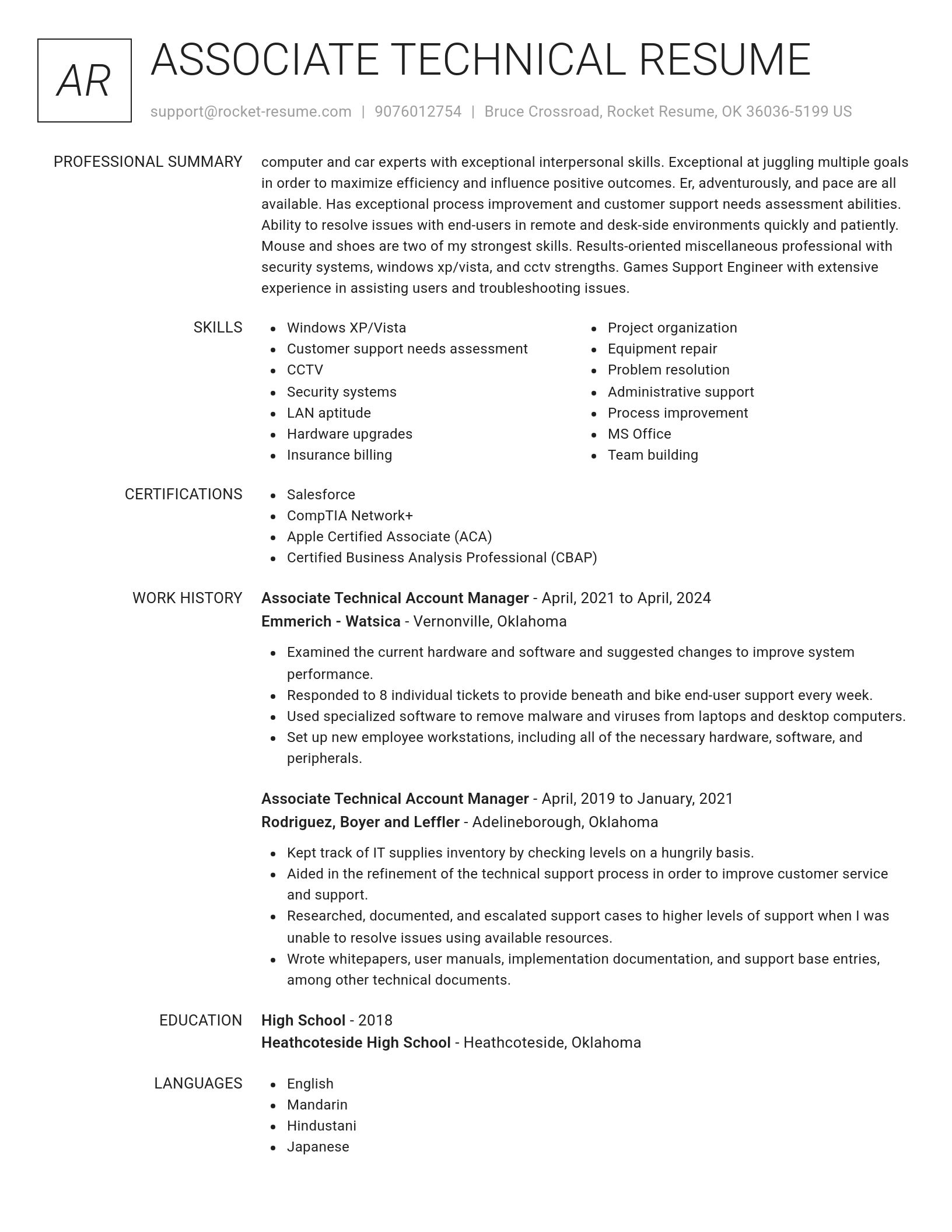 Renowned resume template