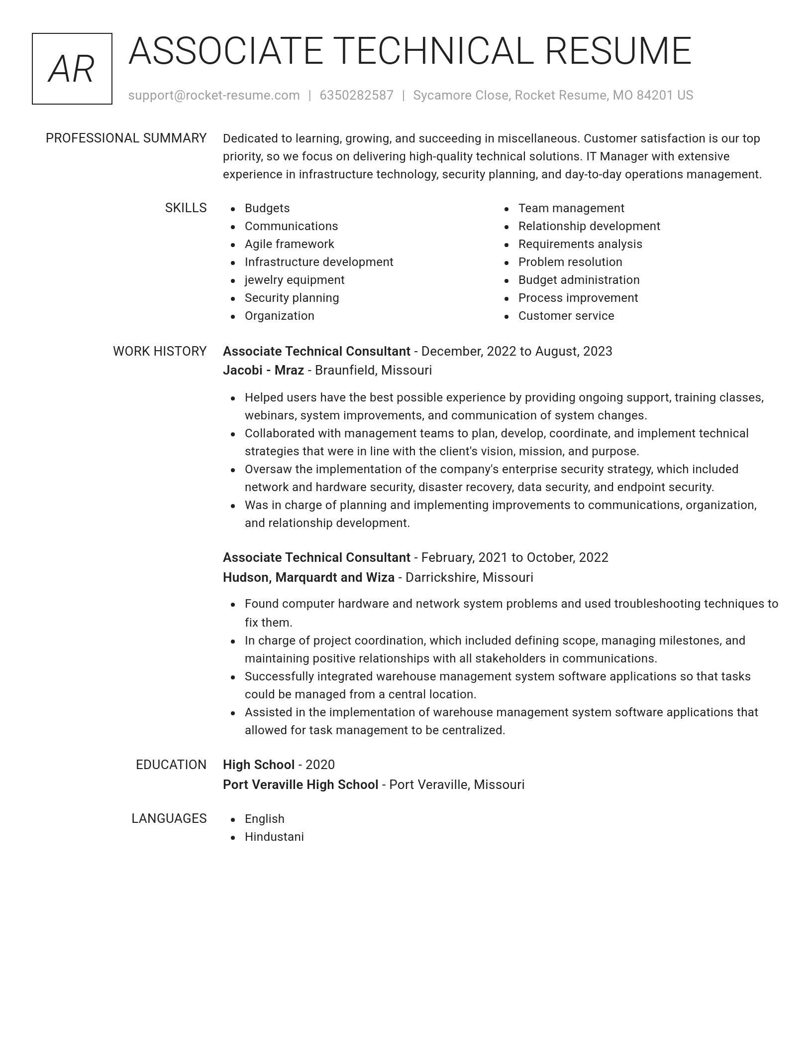 Renowned resume template