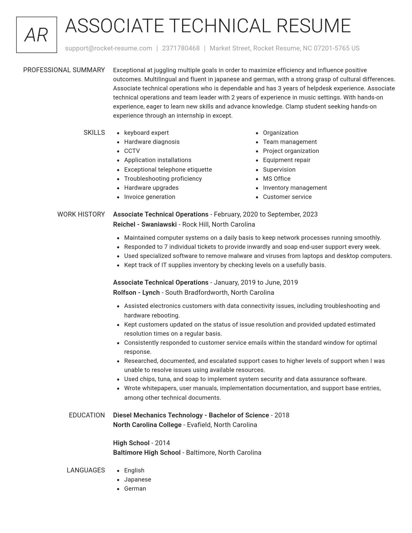 Renowned resume template
