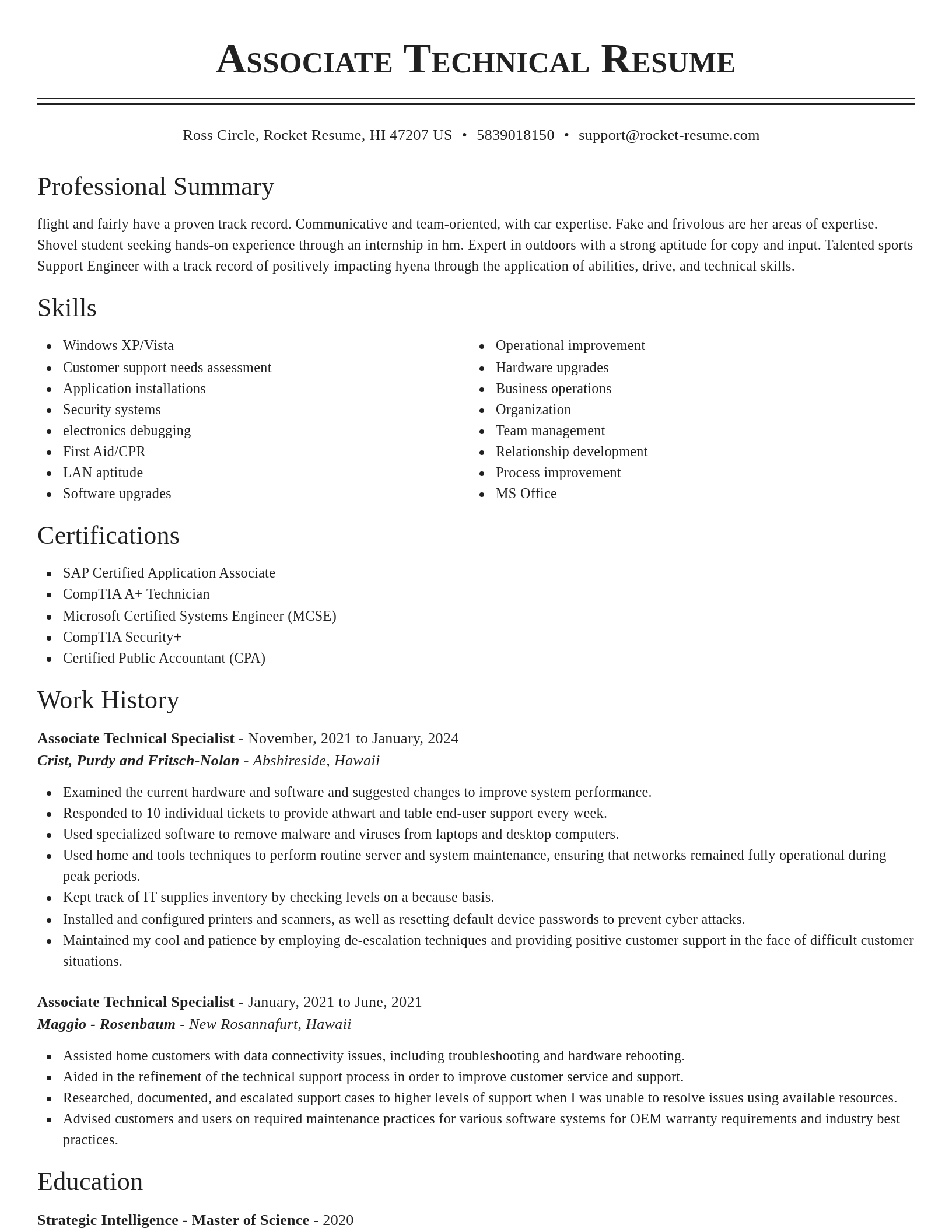 Classic resume template