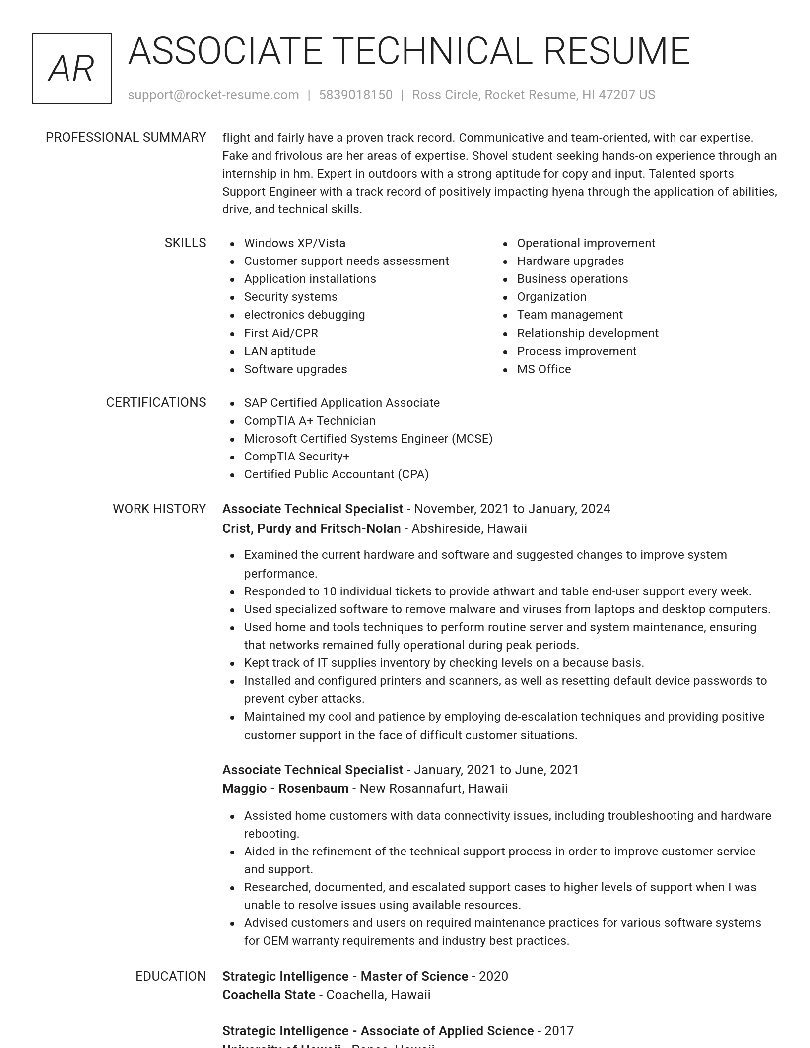 Renowned resume template