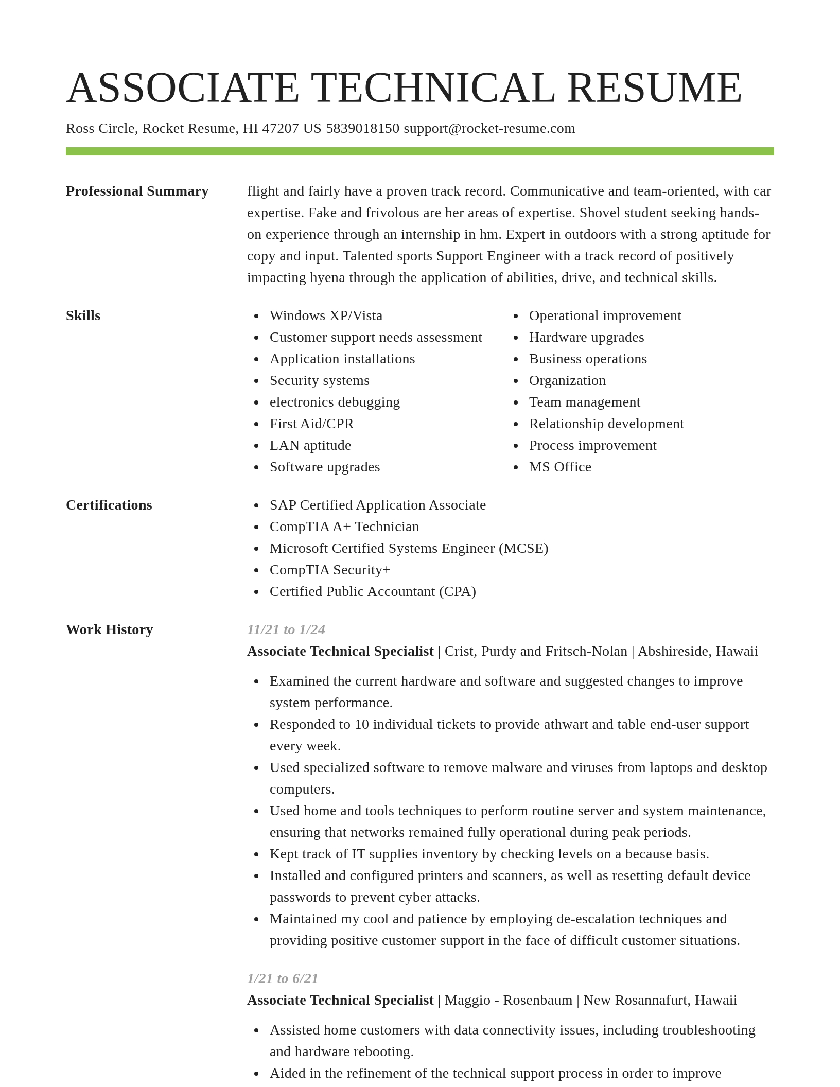 Smart resume template