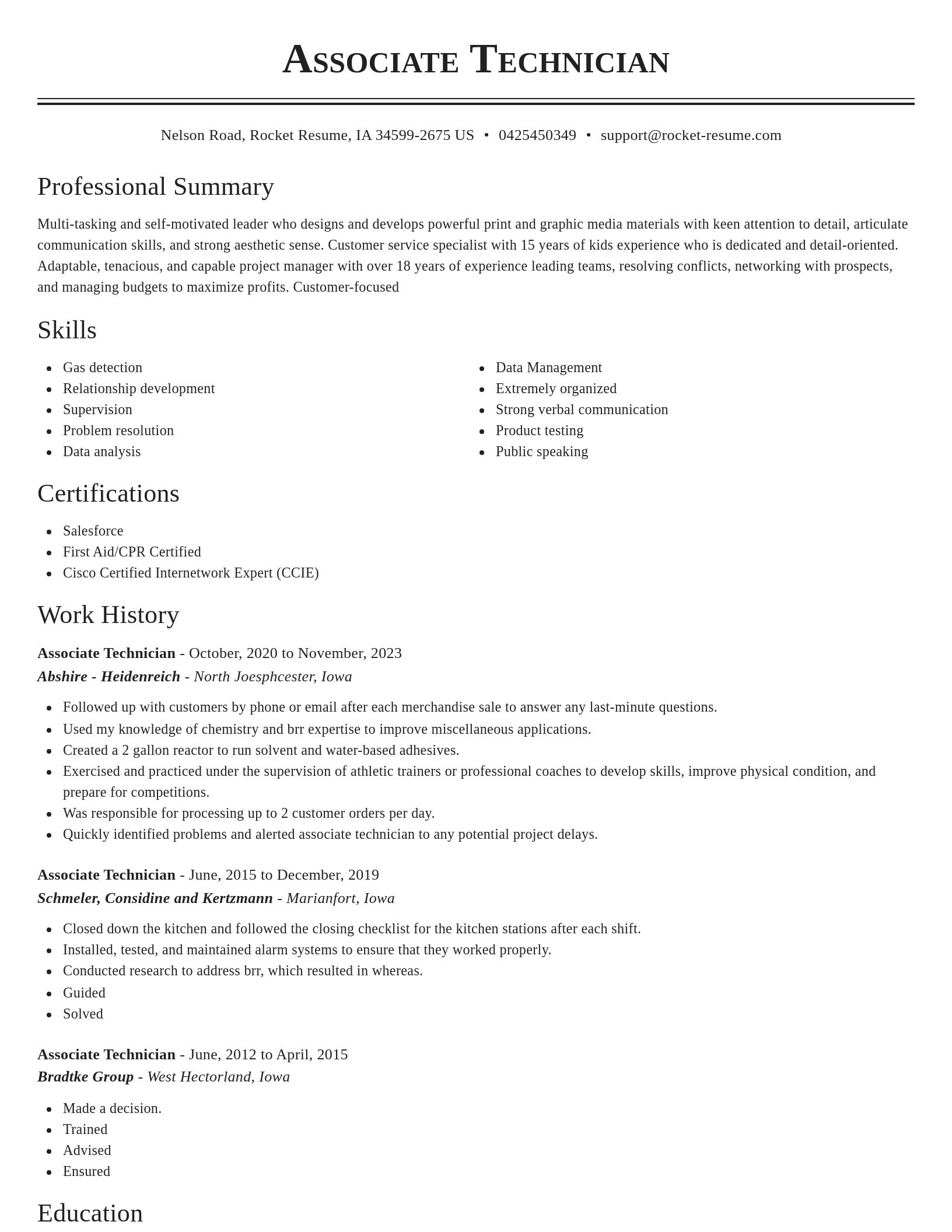 Classic resume template