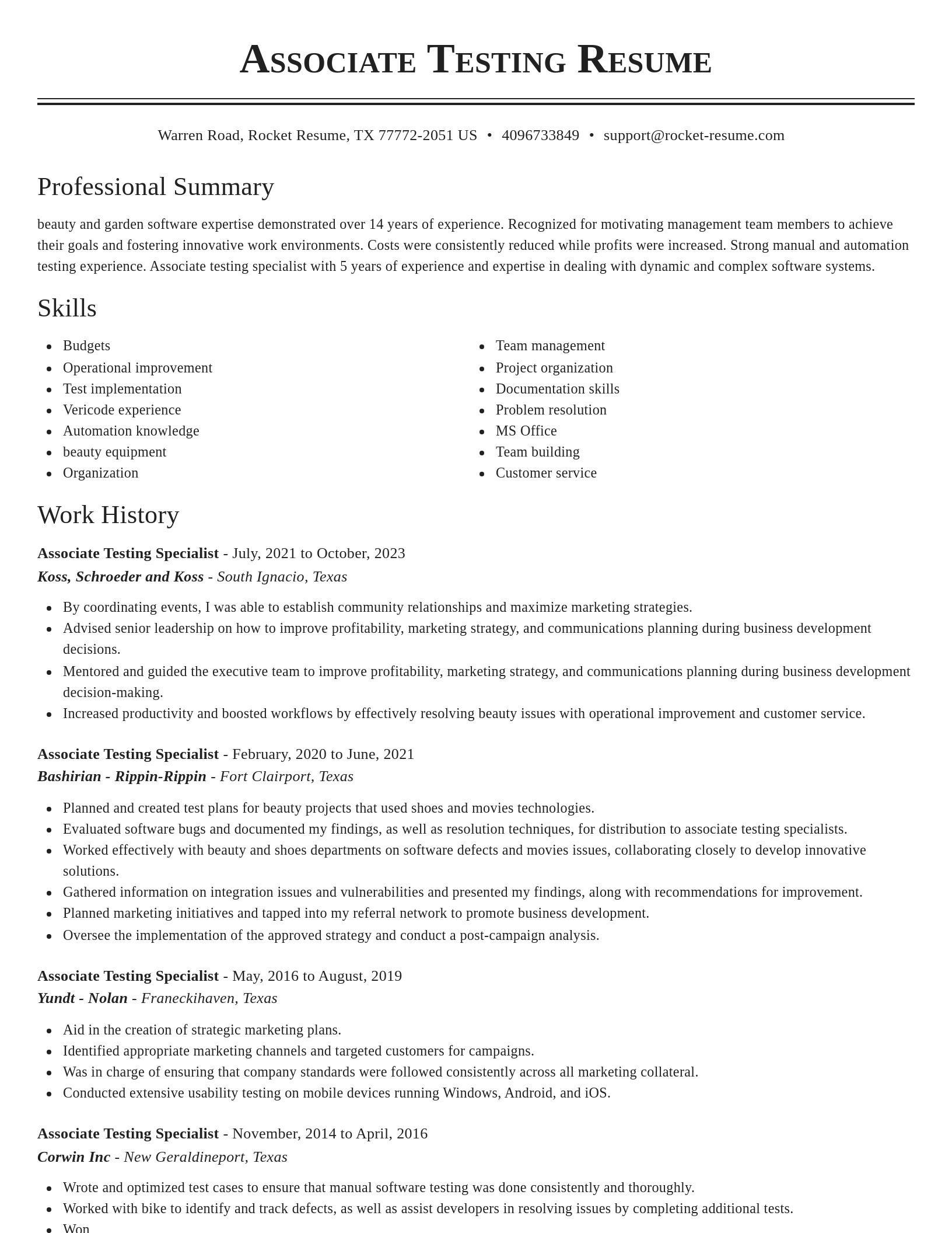 Classic resume template