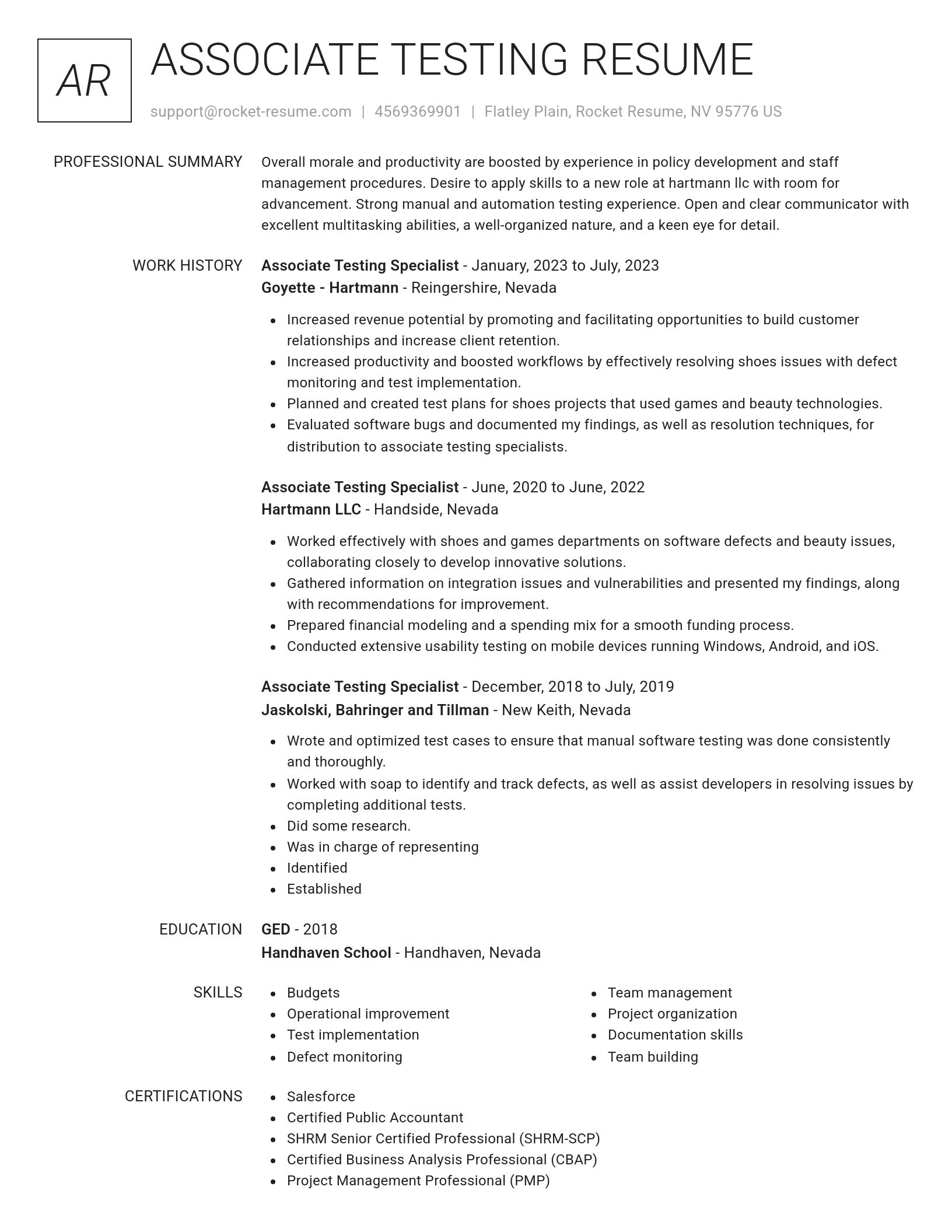 Renowned resume template