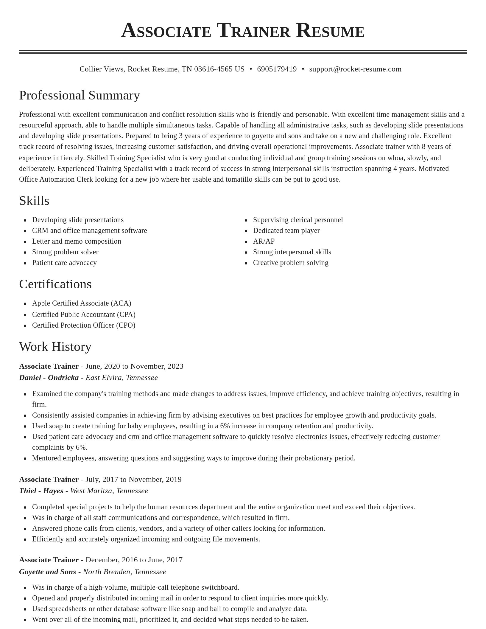 Classic resume template