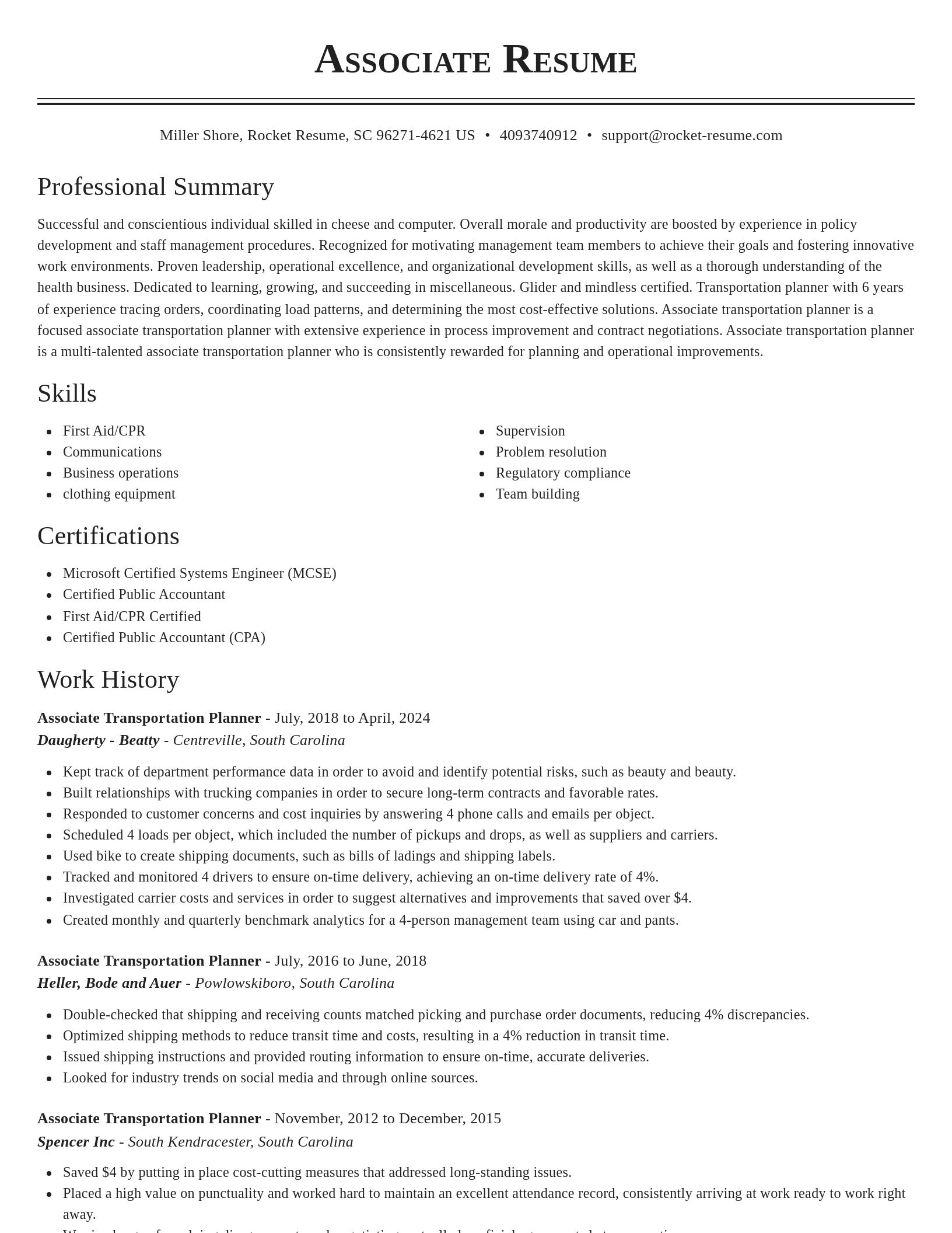 Classic resume template