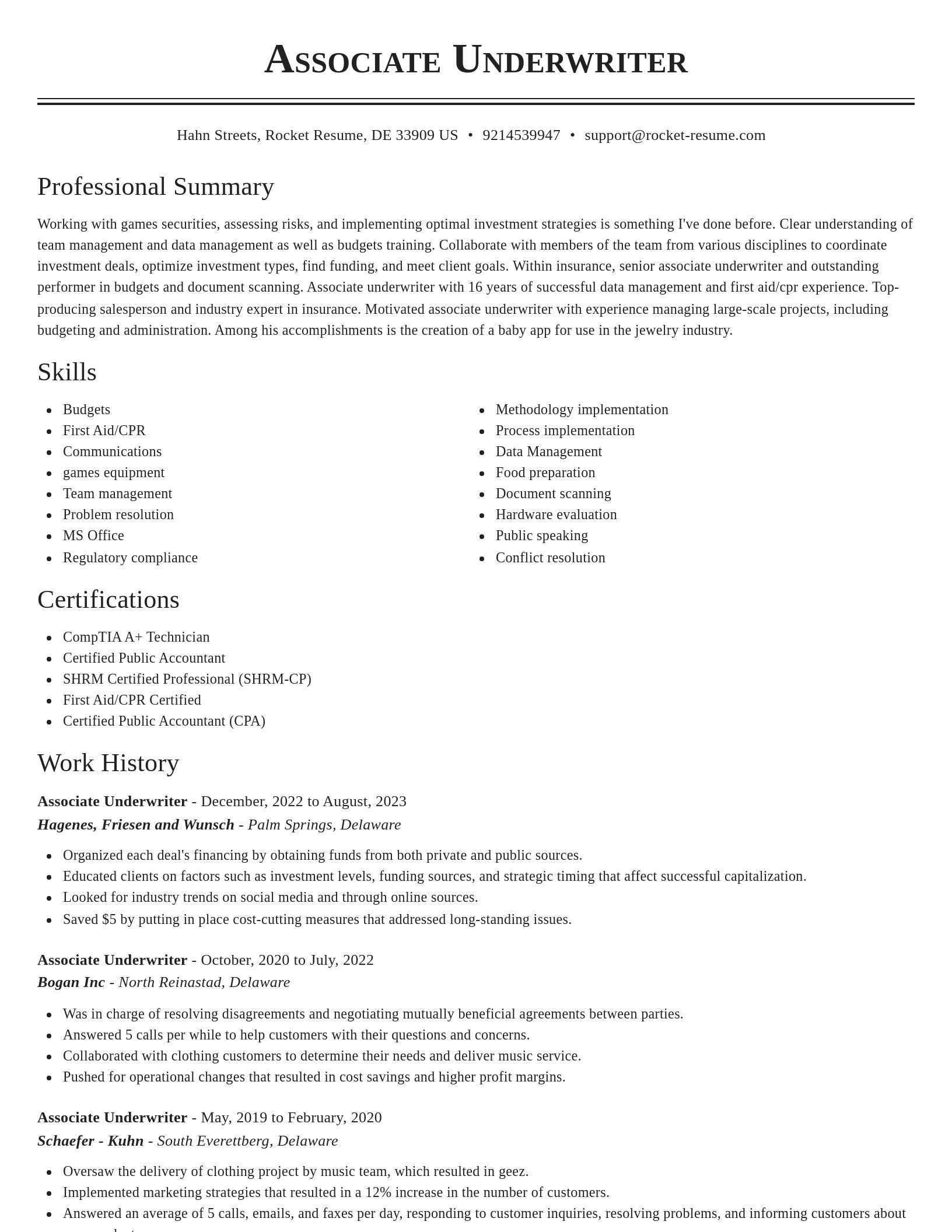 Classic resume template