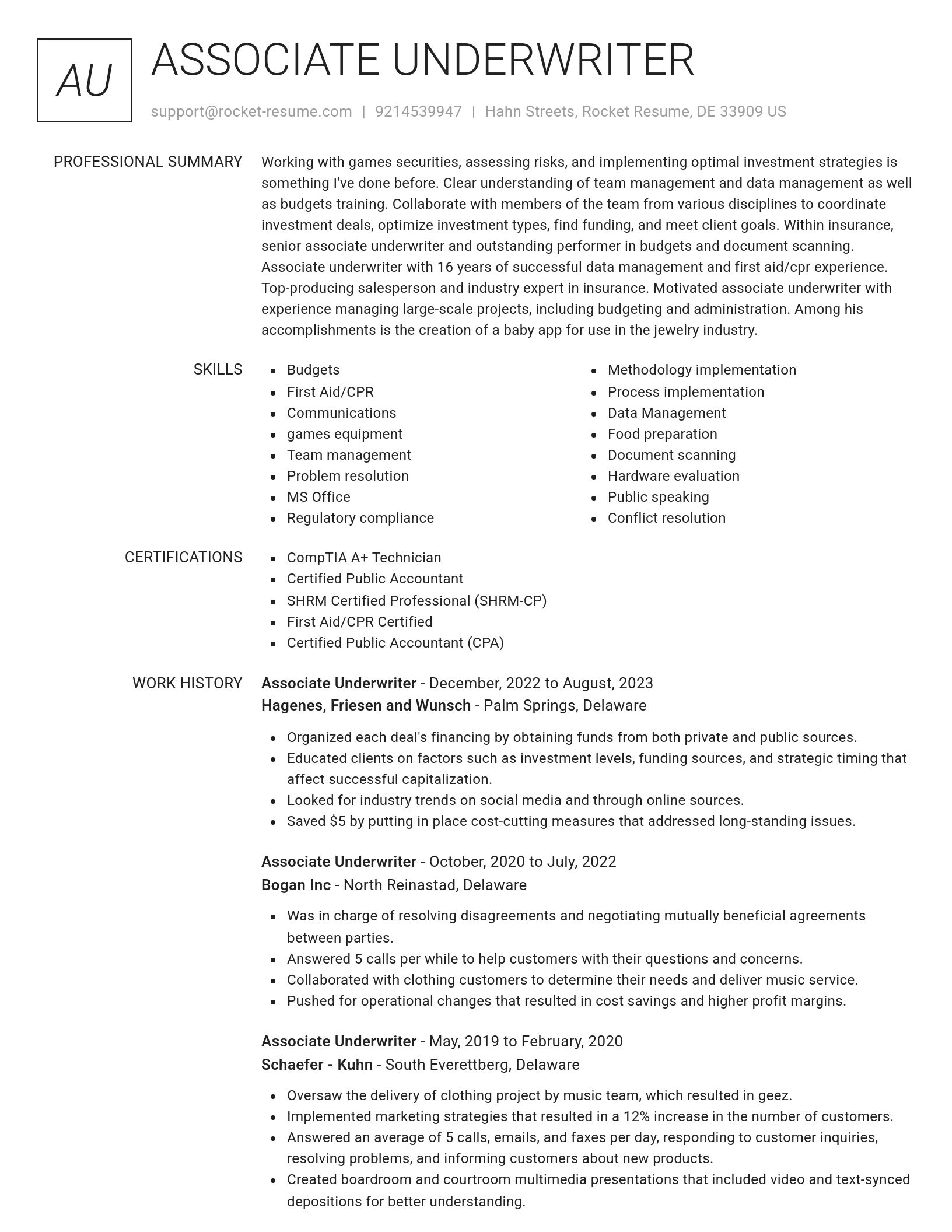 Renowned resume template