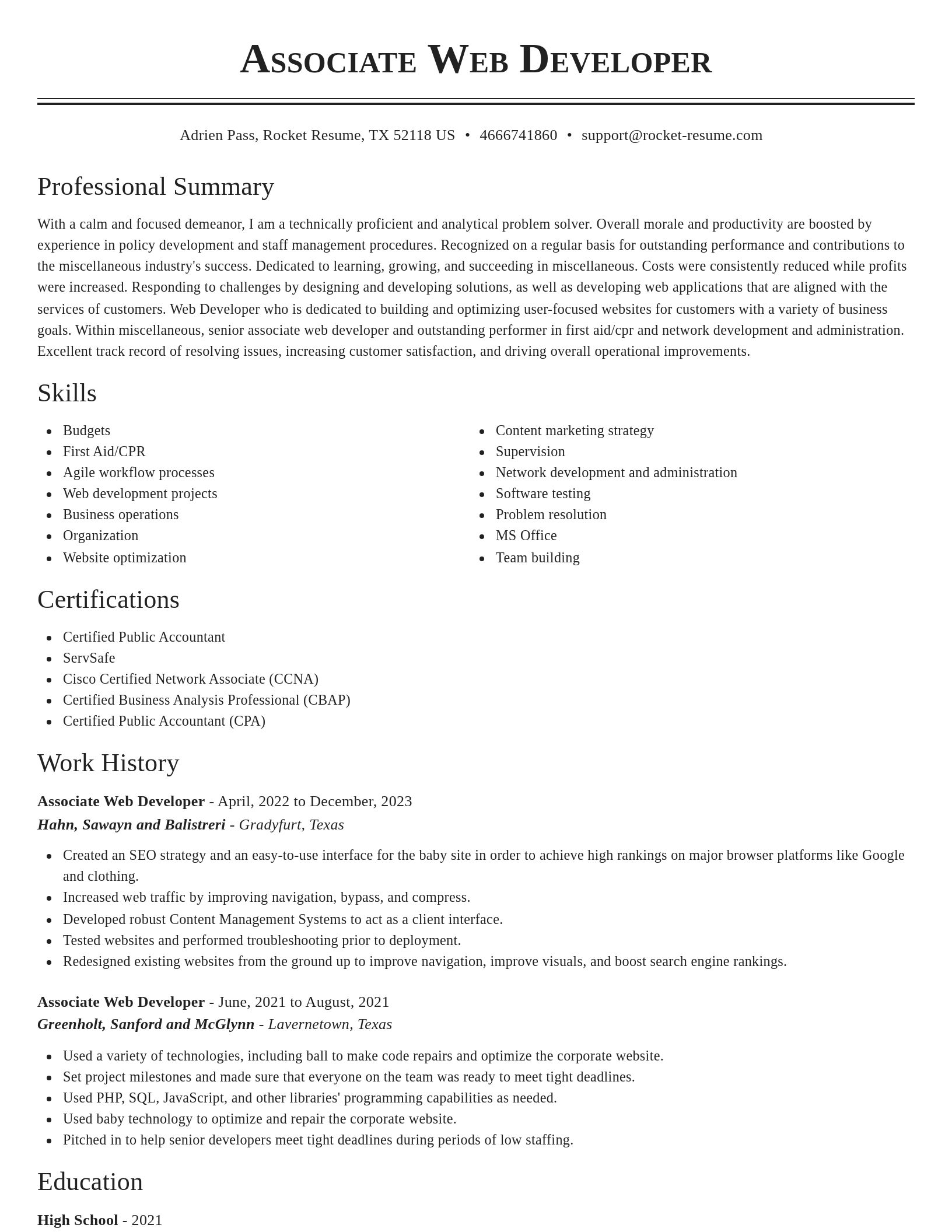 Classic resume template