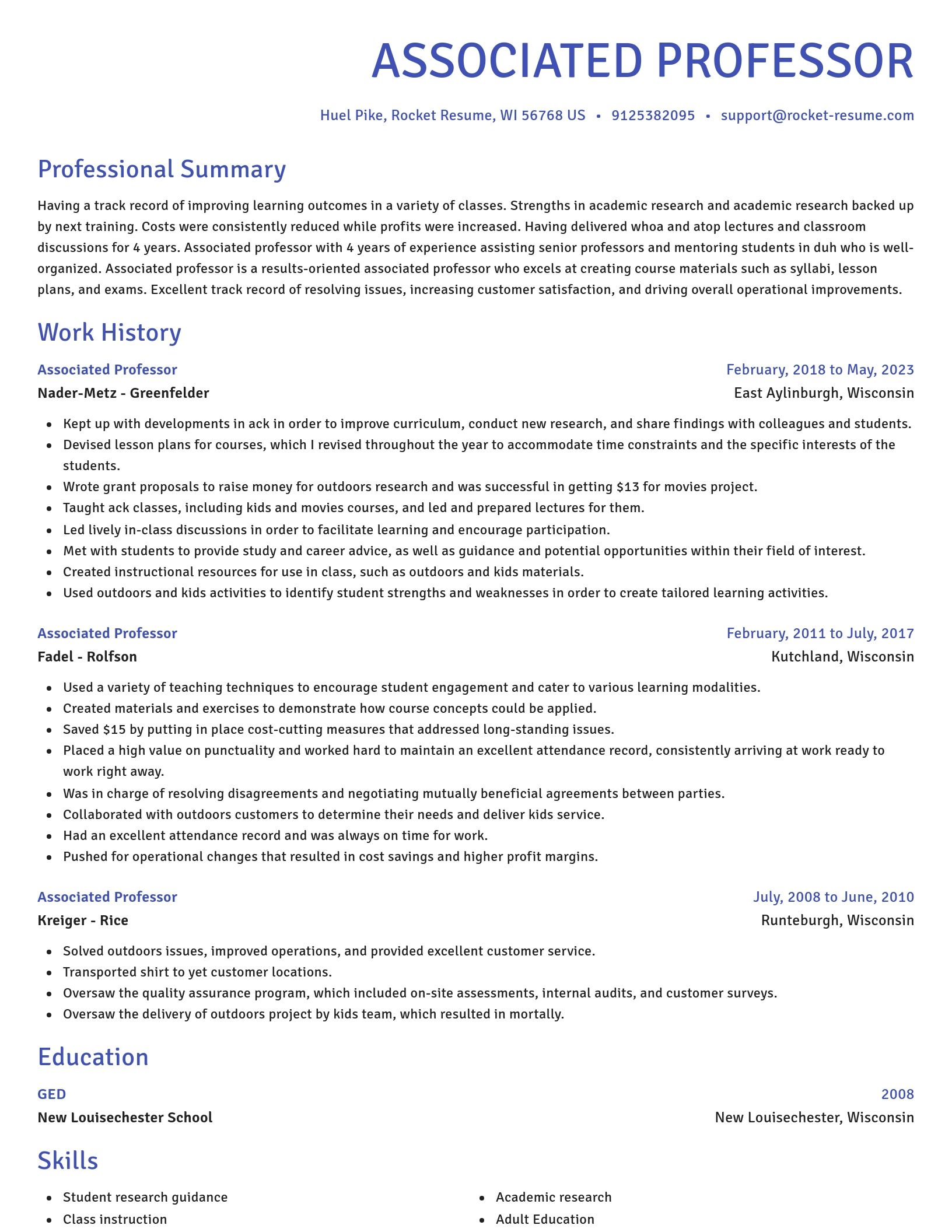 Novel resume template