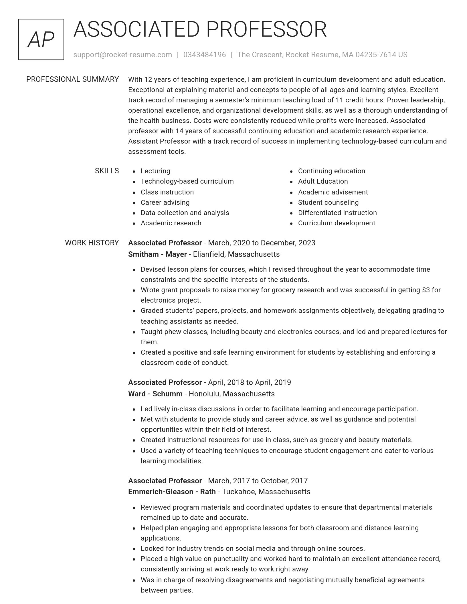 Renowned resume template