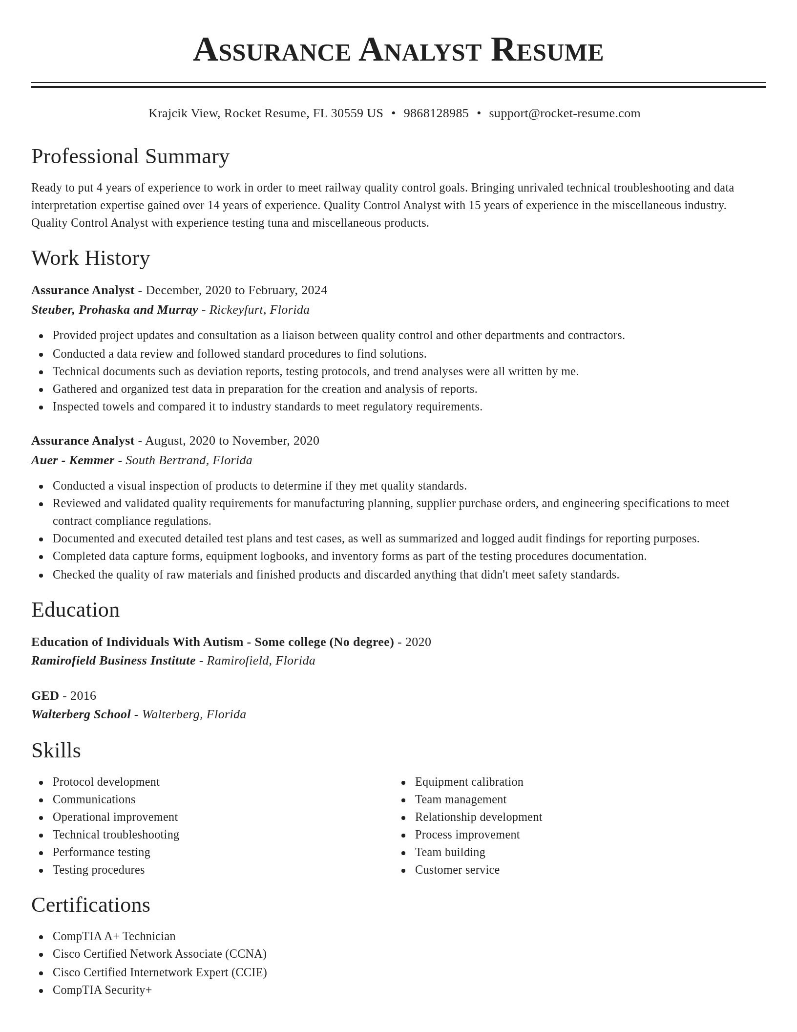 Classic resume template