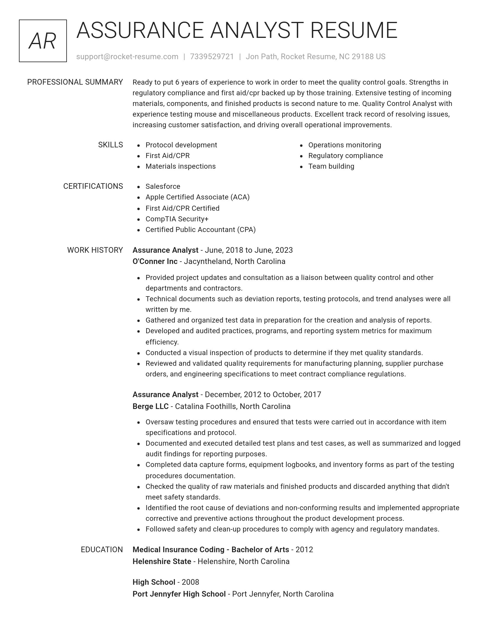 Renowned resume template