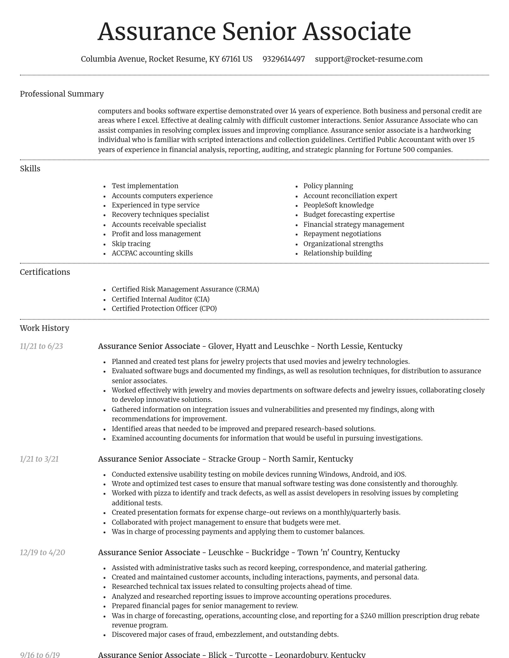 Dignified resume template