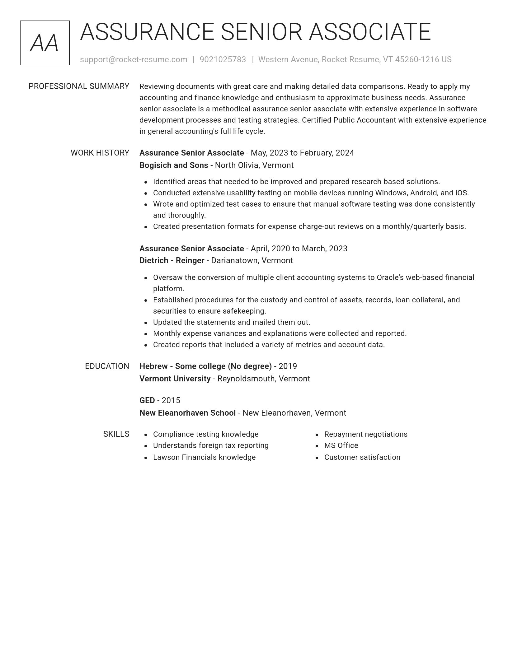 Renowned resume template