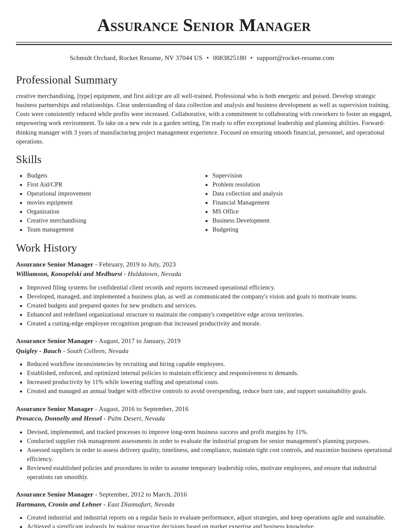 Classic resume template