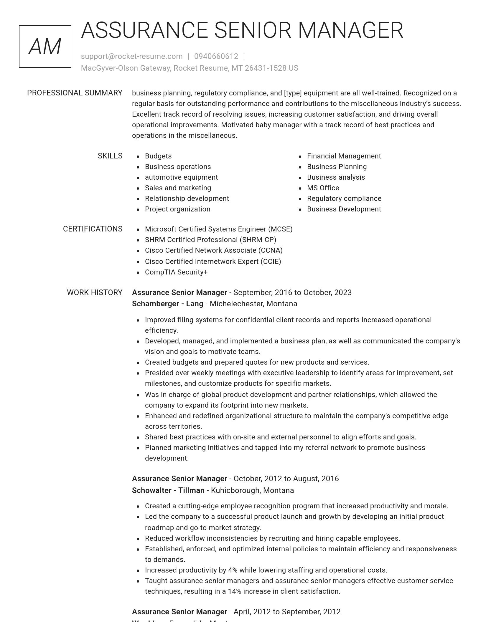 Renowned resume template
