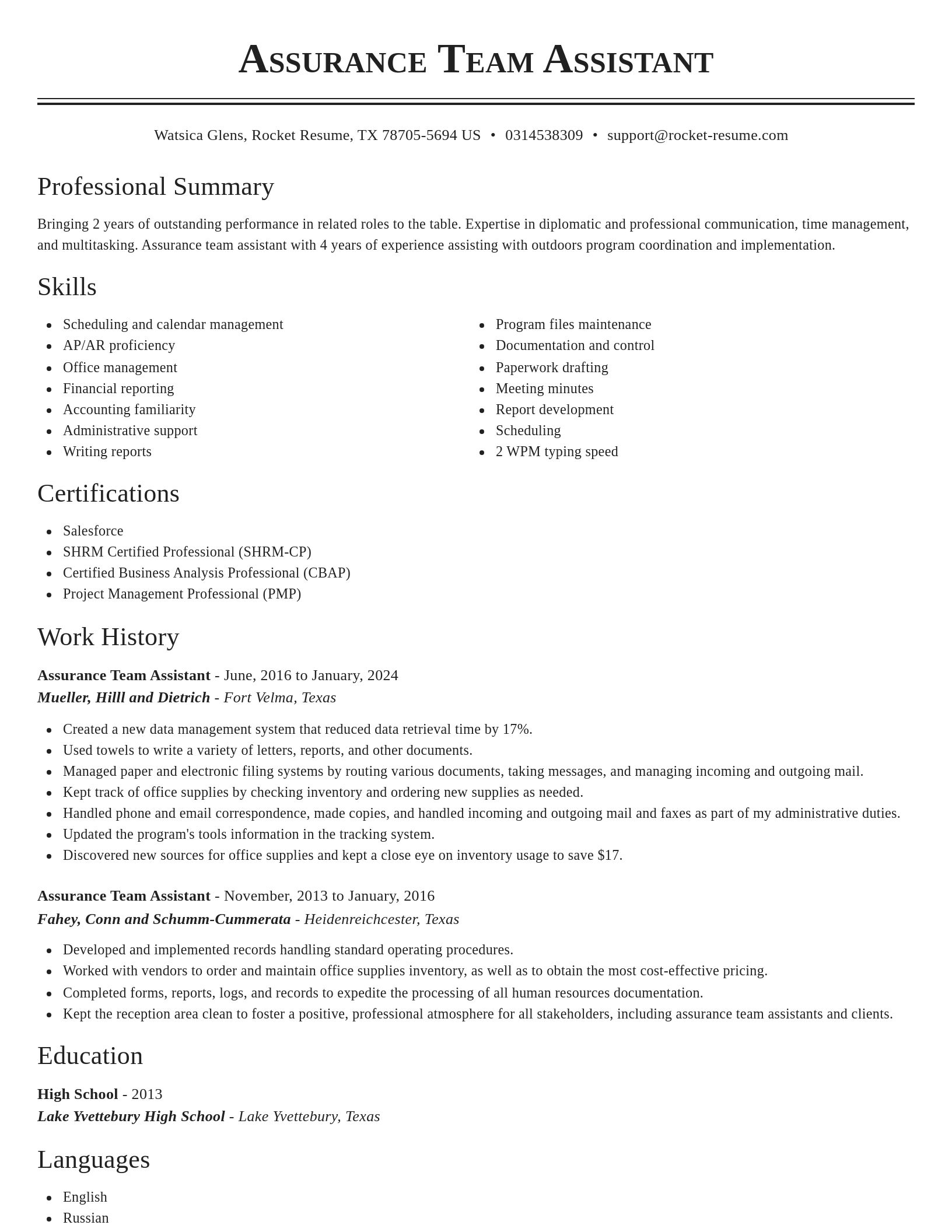 Classic resume template