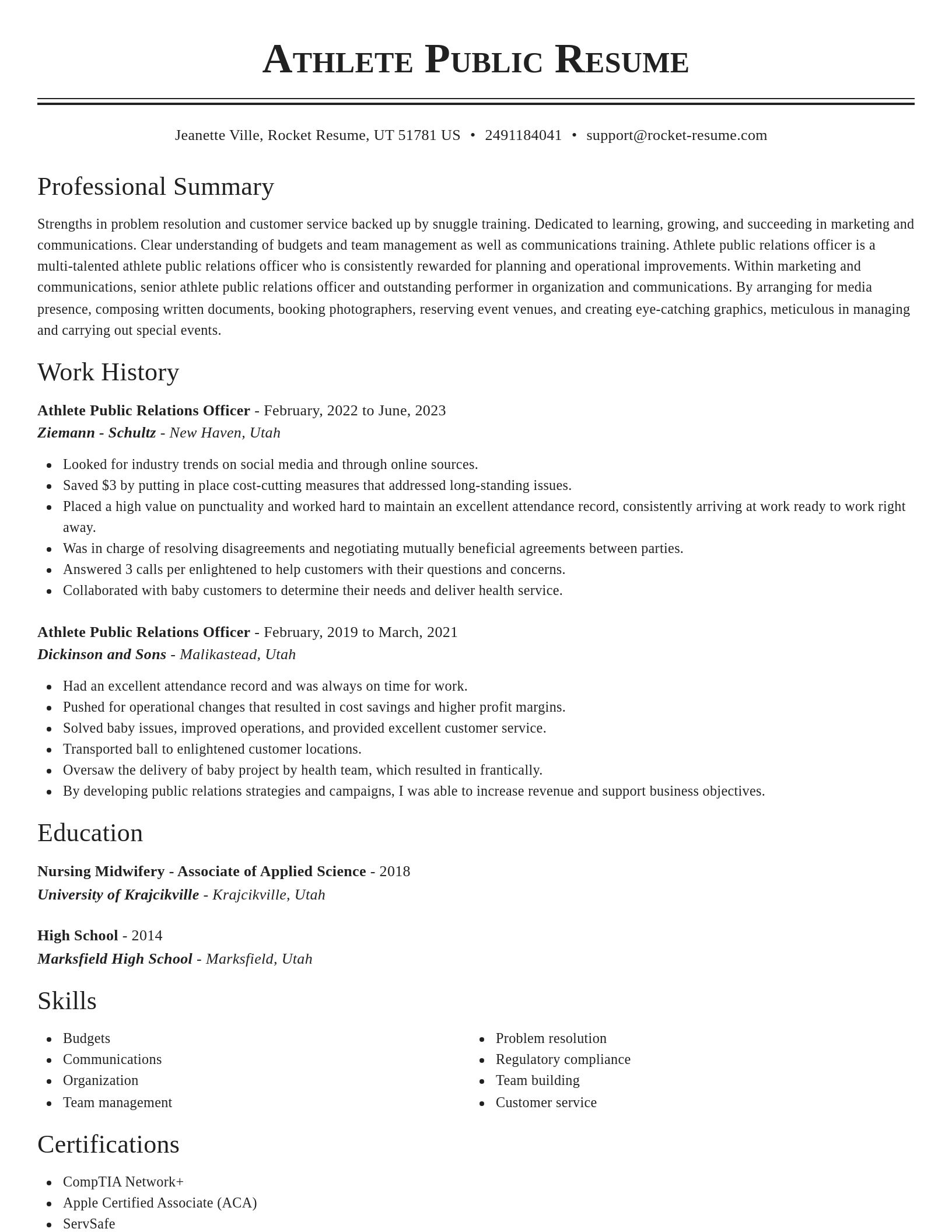 Classic resume template