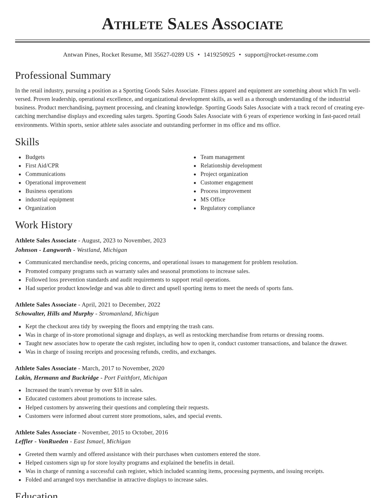 Classic resume template