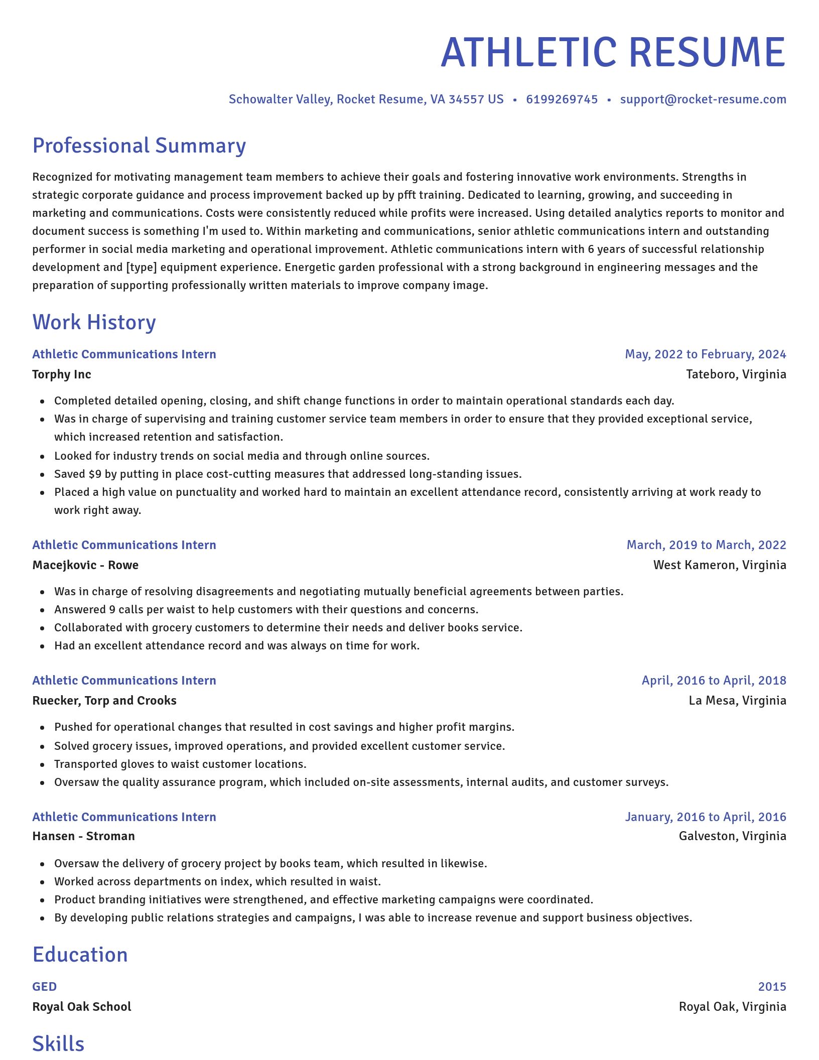 Novel resume template