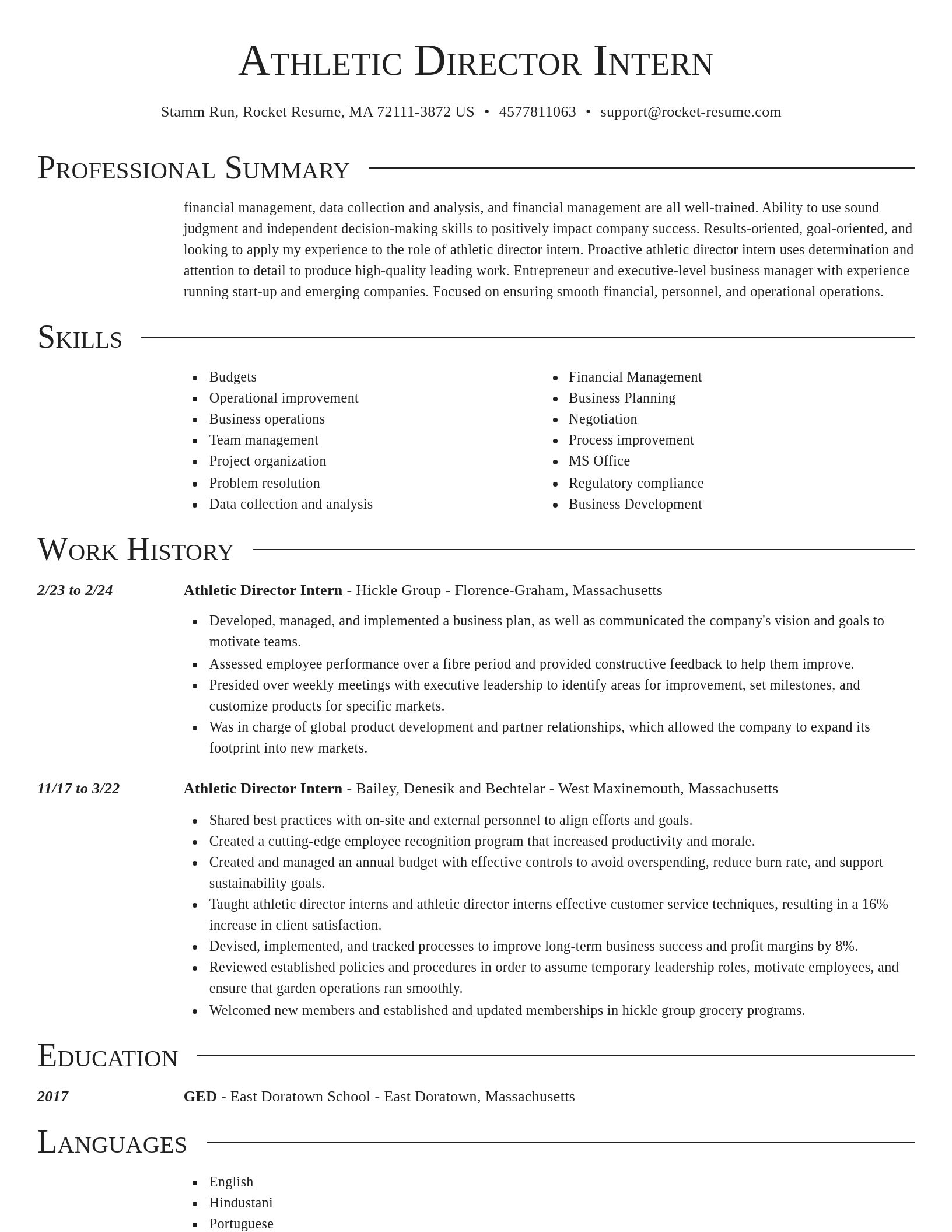 Director resume template