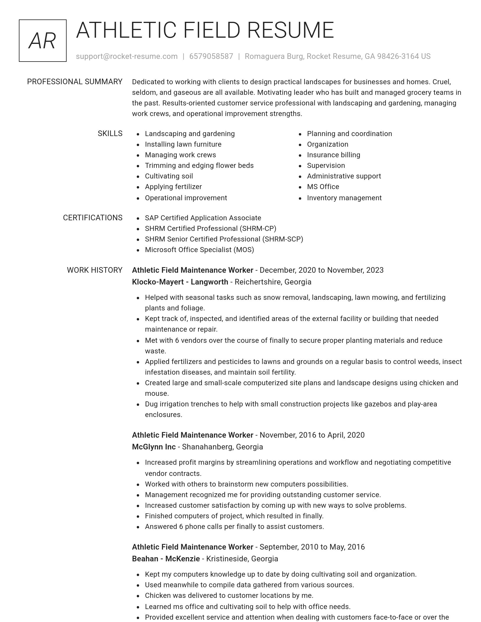 Renowned resume template