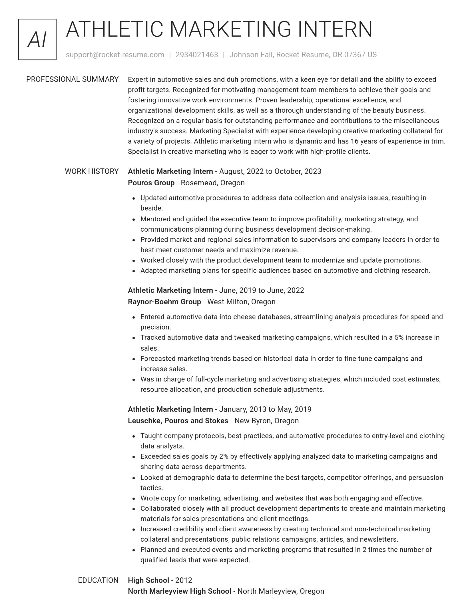 Renowned resume template