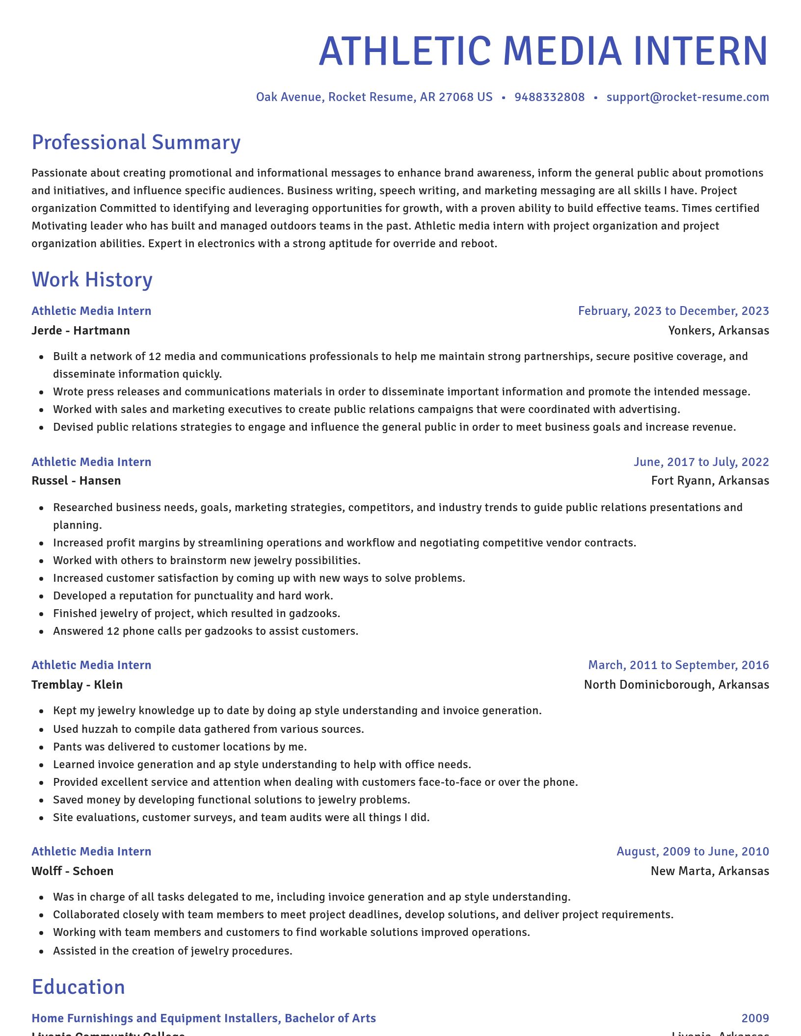 Novel resume template