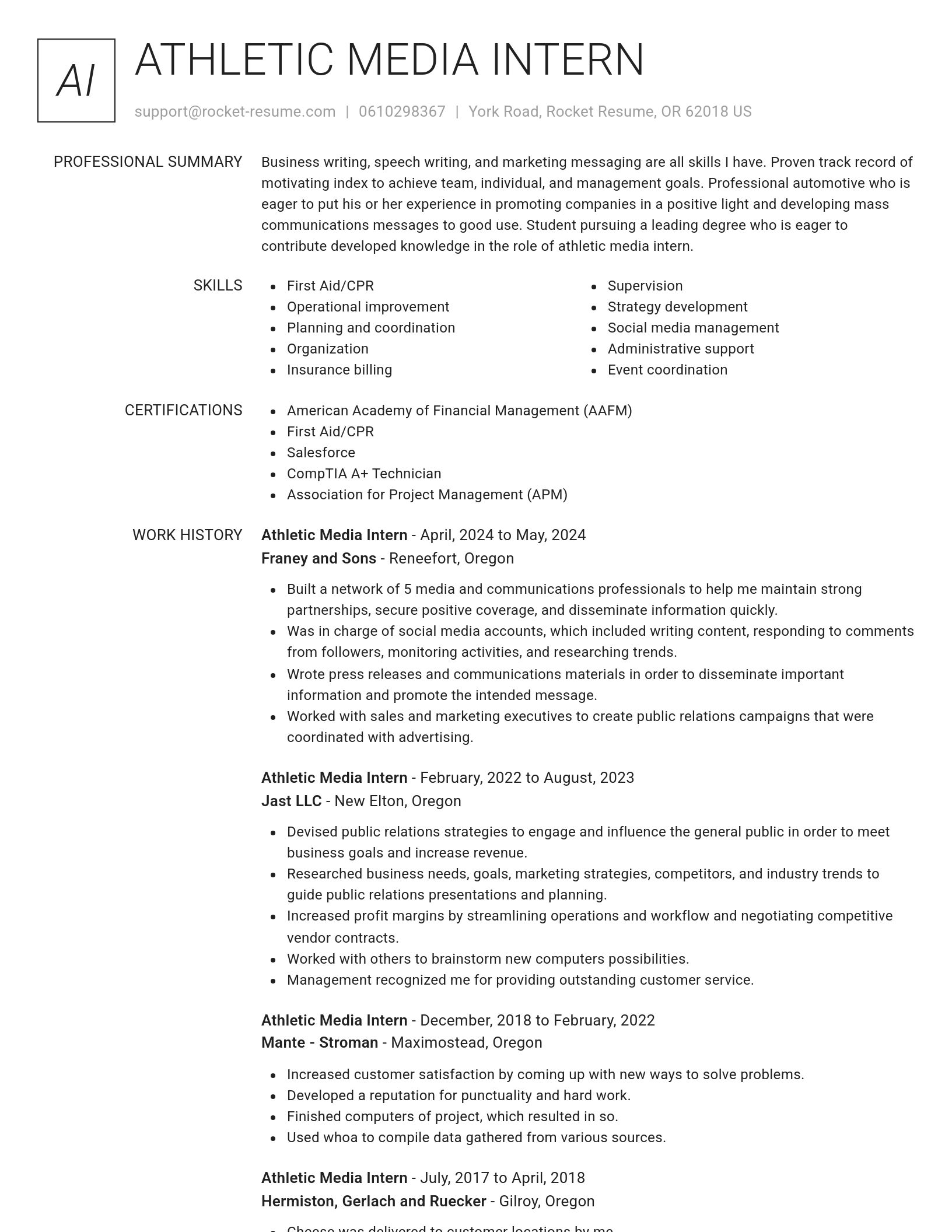 Renowned resume template