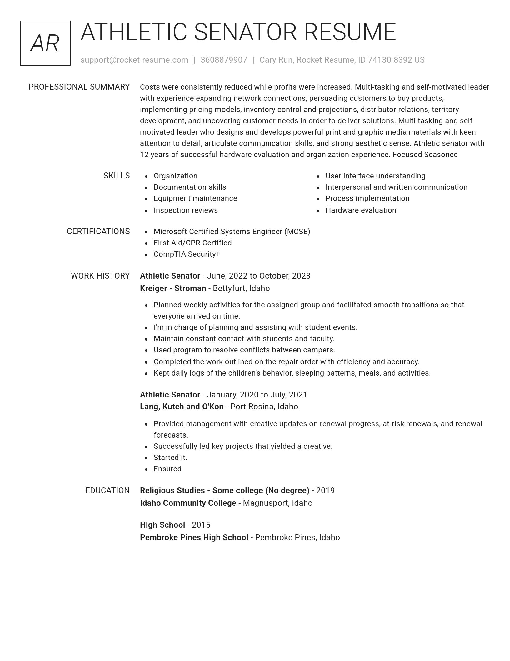 Renowned resume template