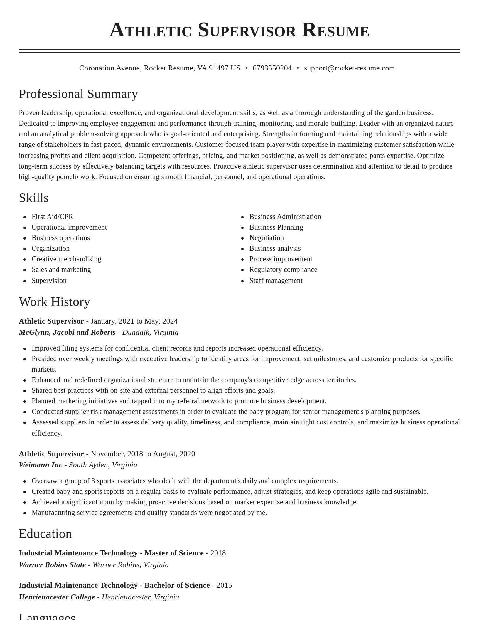Classic resume template