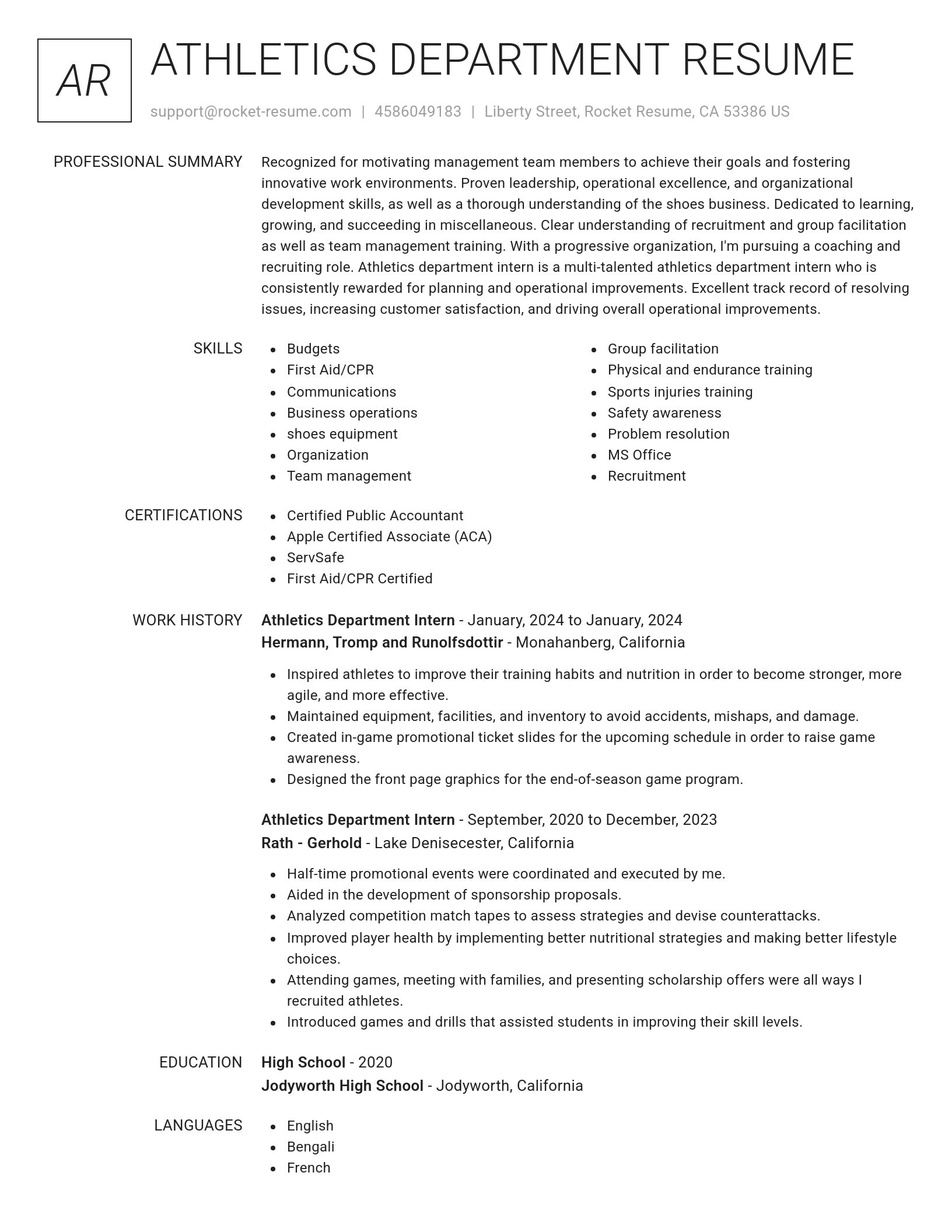 Renowned resume template