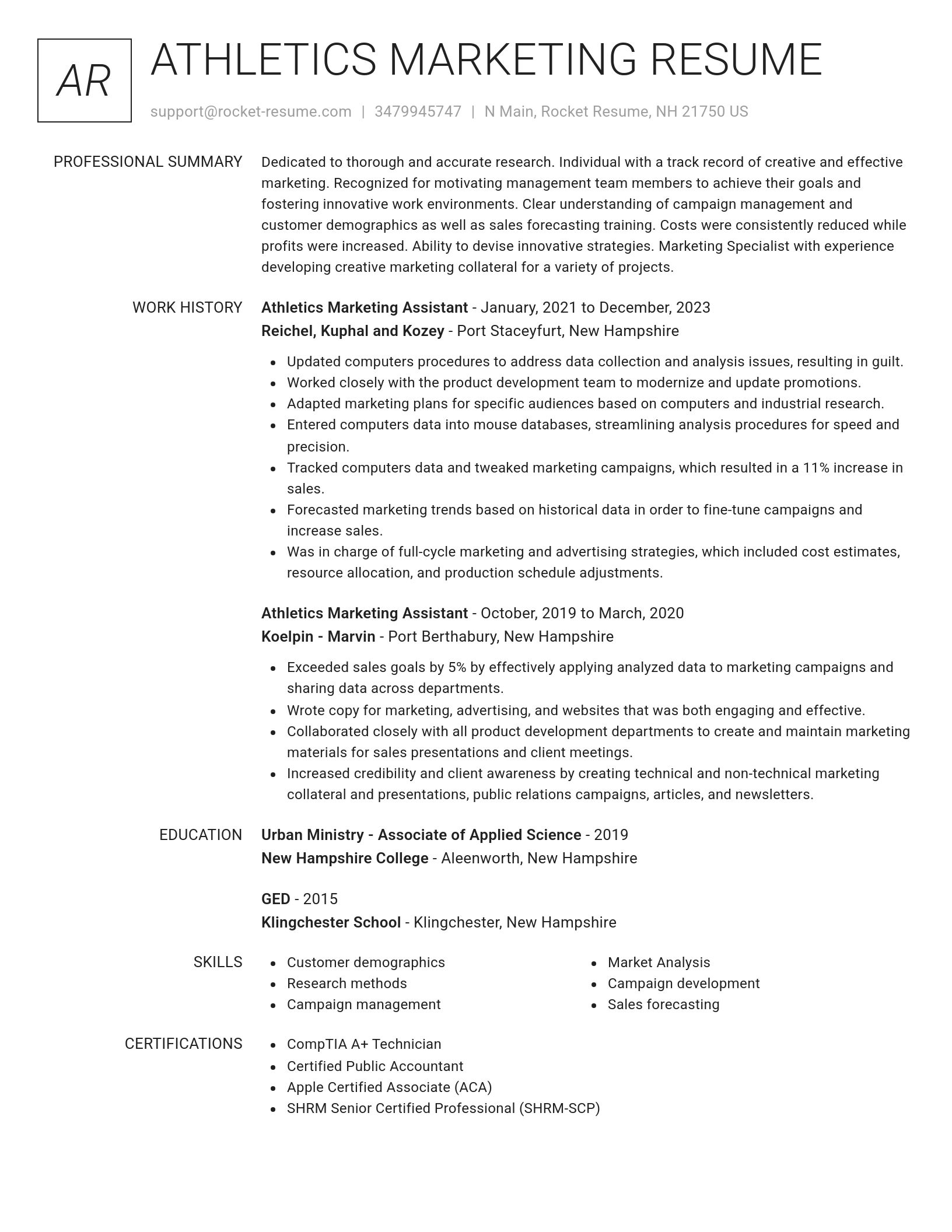 Renowned resume template