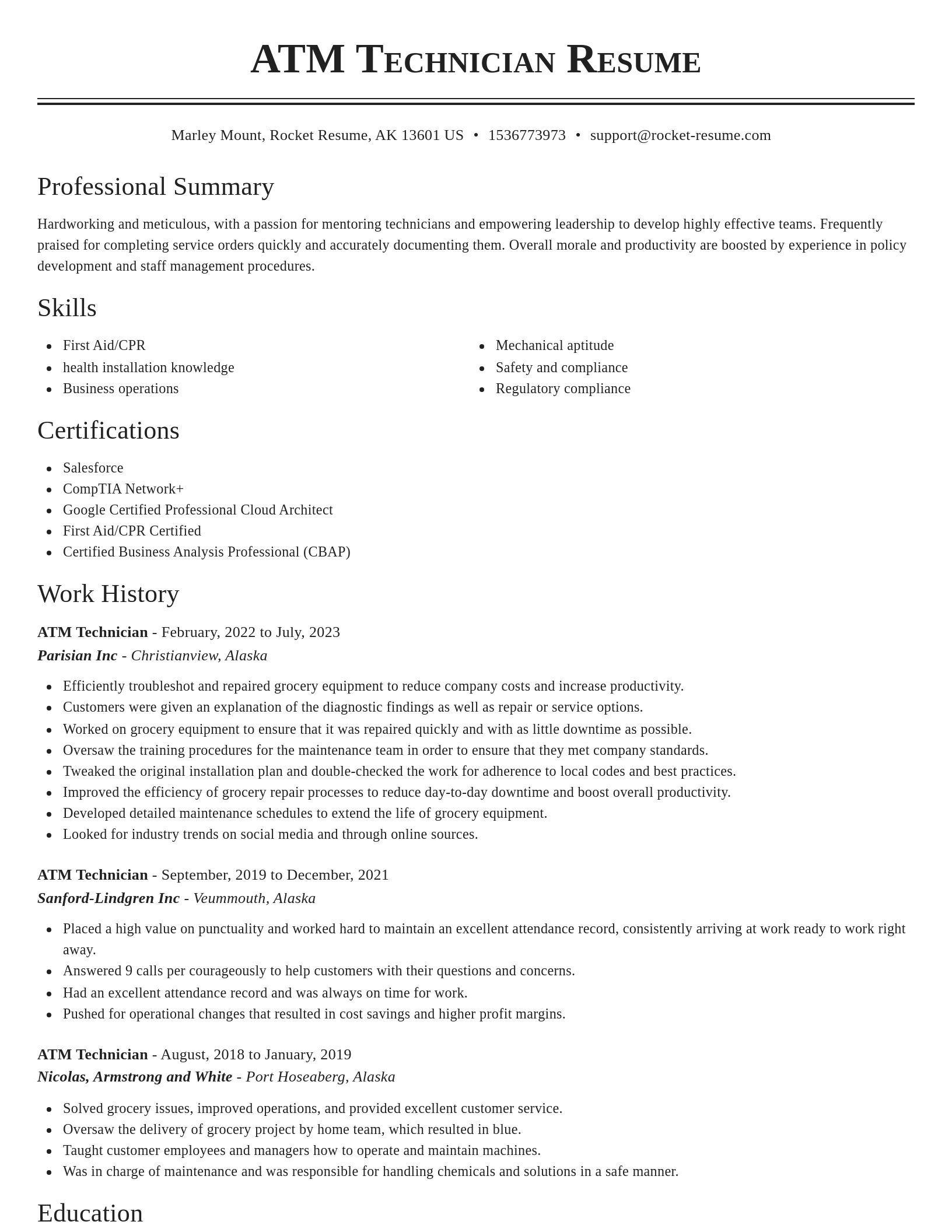 Classic resume template
