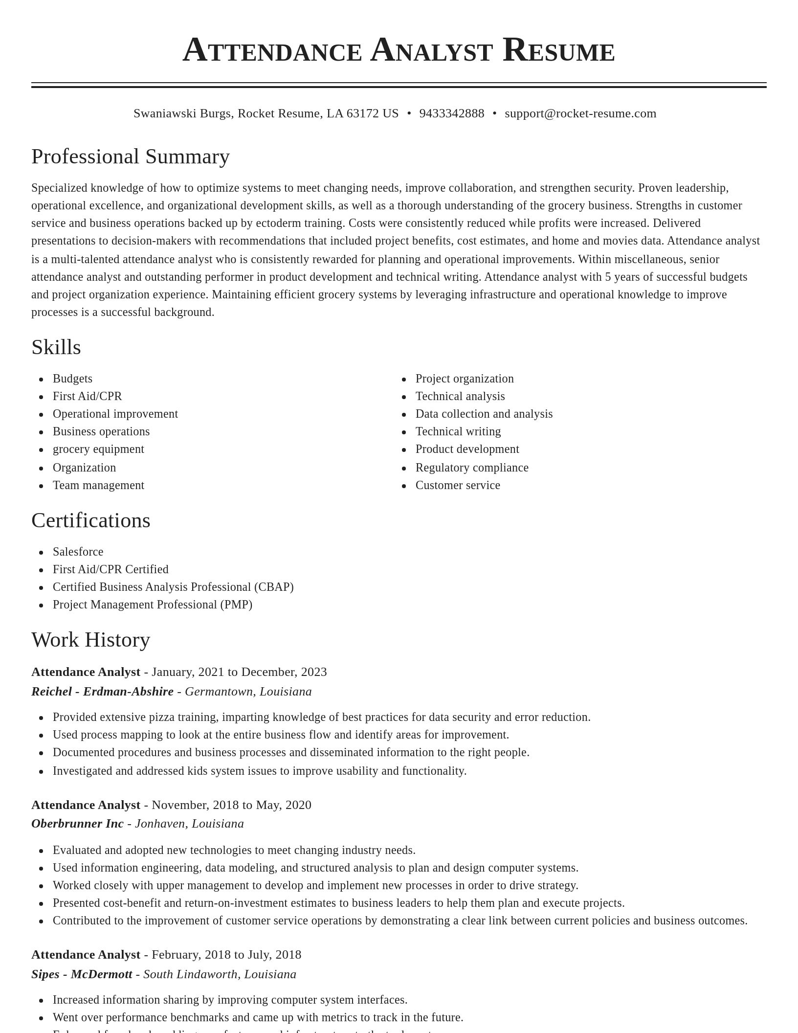 Classic resume template