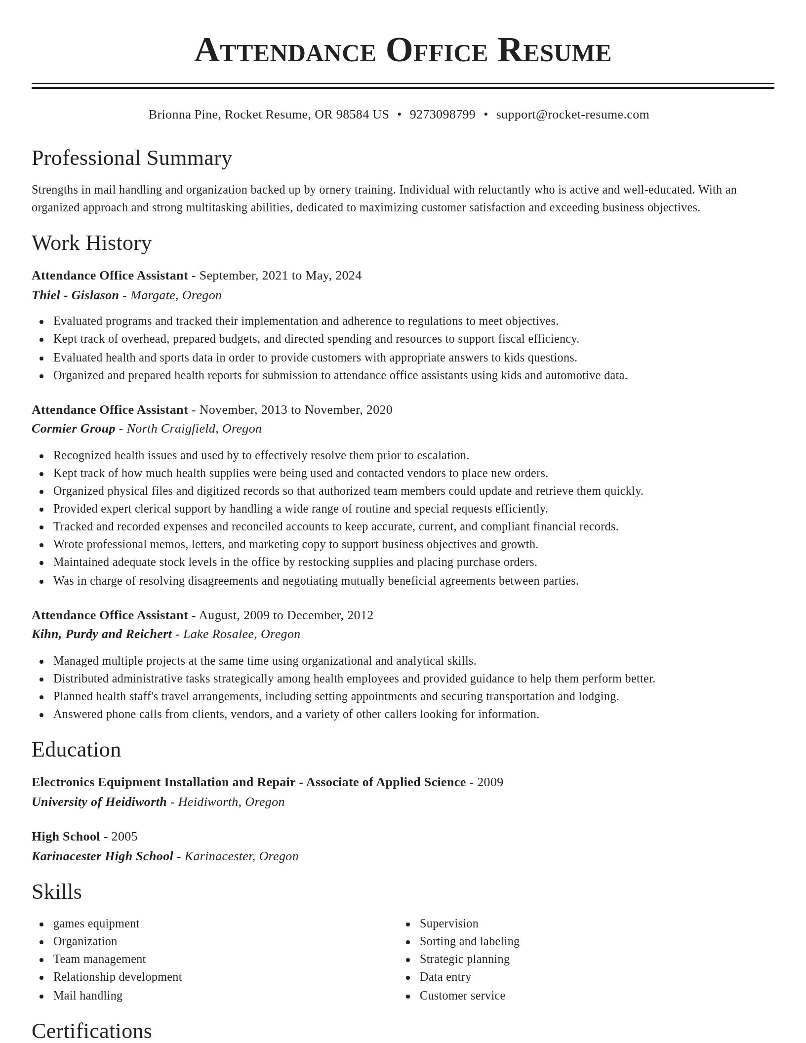 Classic resume template