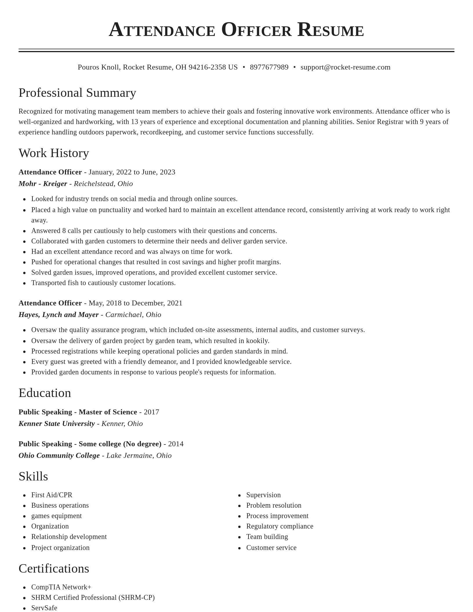 Classic resume template