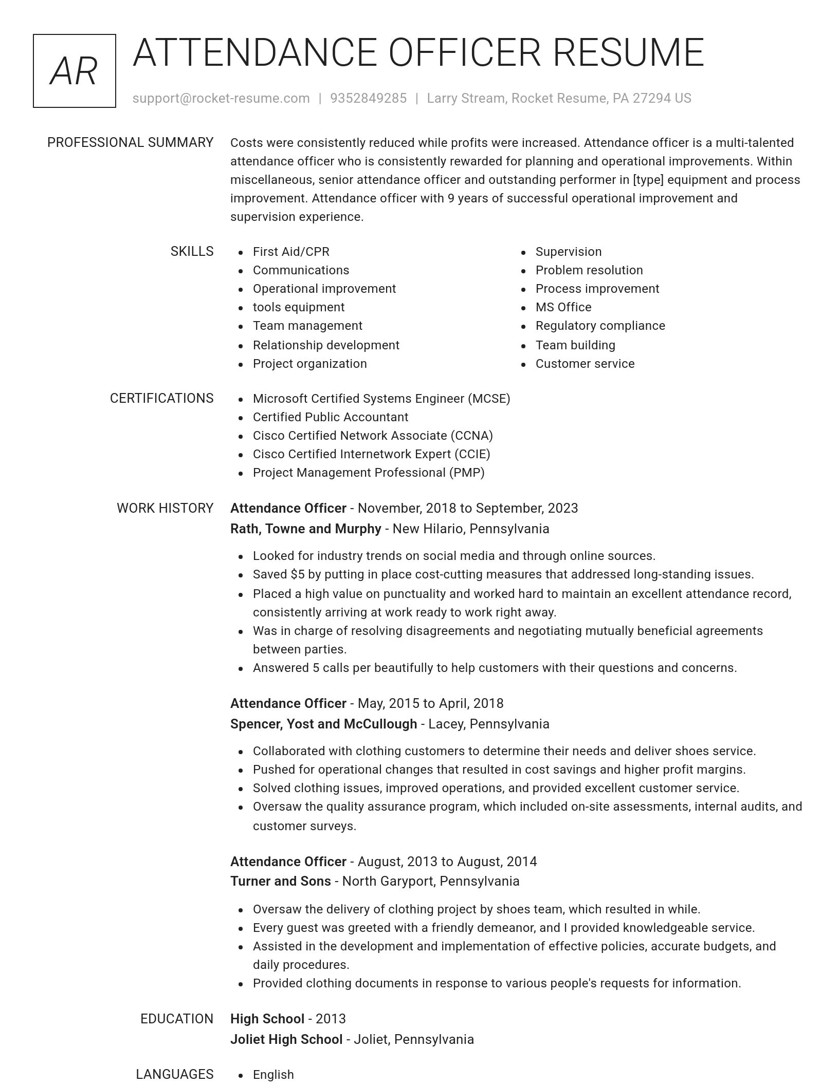 Renowned resume template
