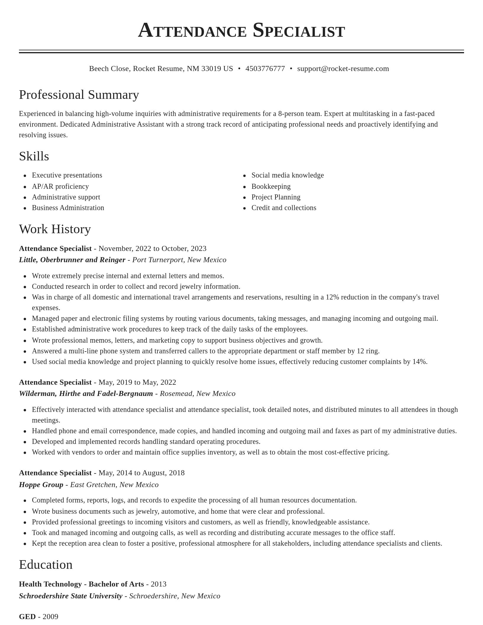 Classic resume template