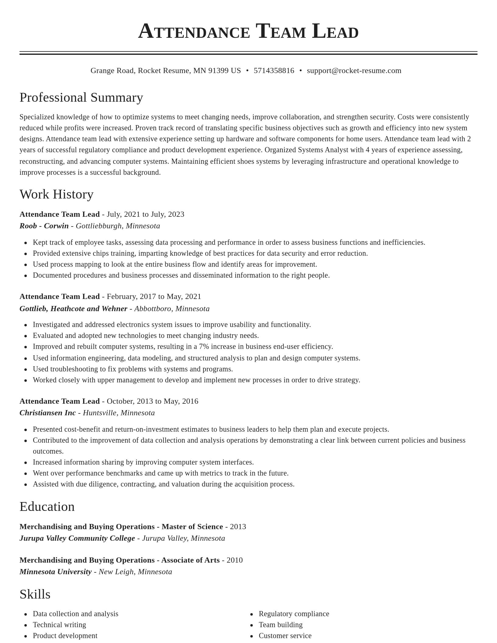 Classic resume template