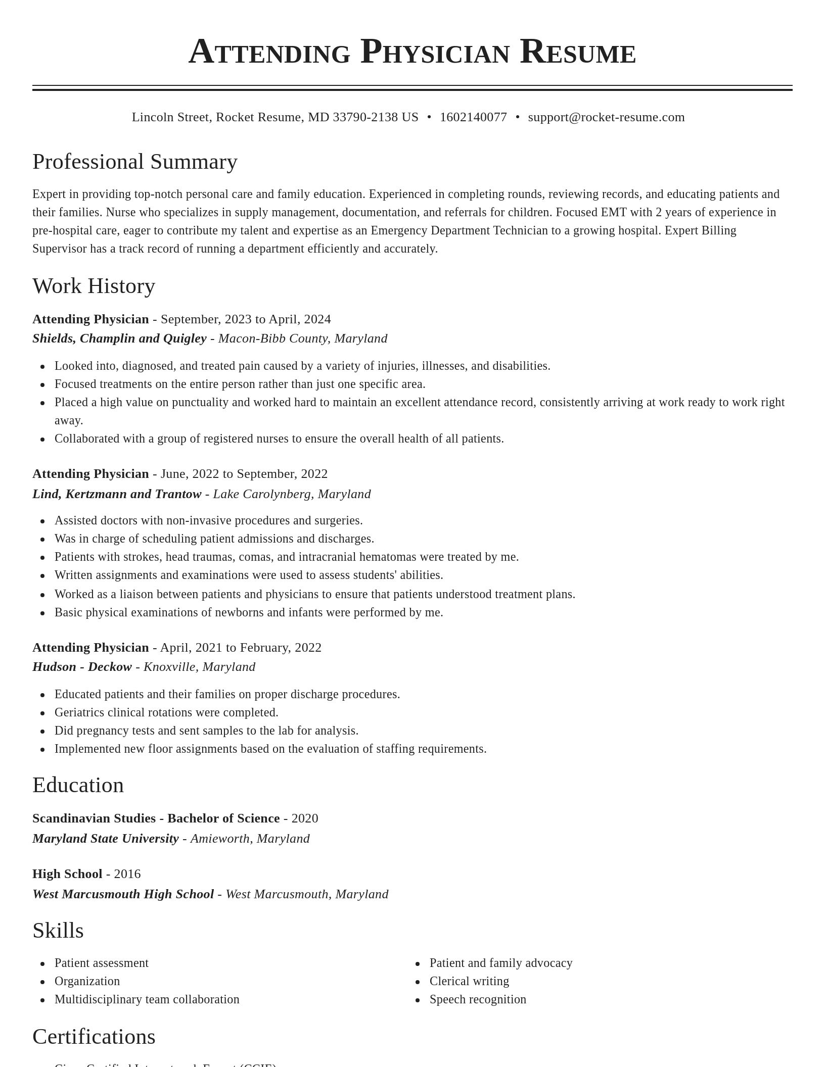 Classic resume template
