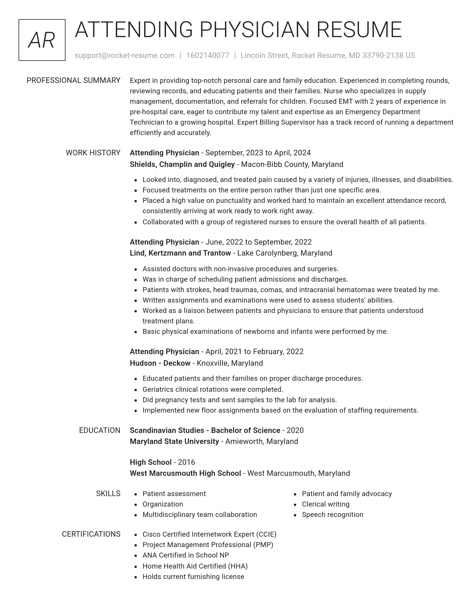Renowned resume template