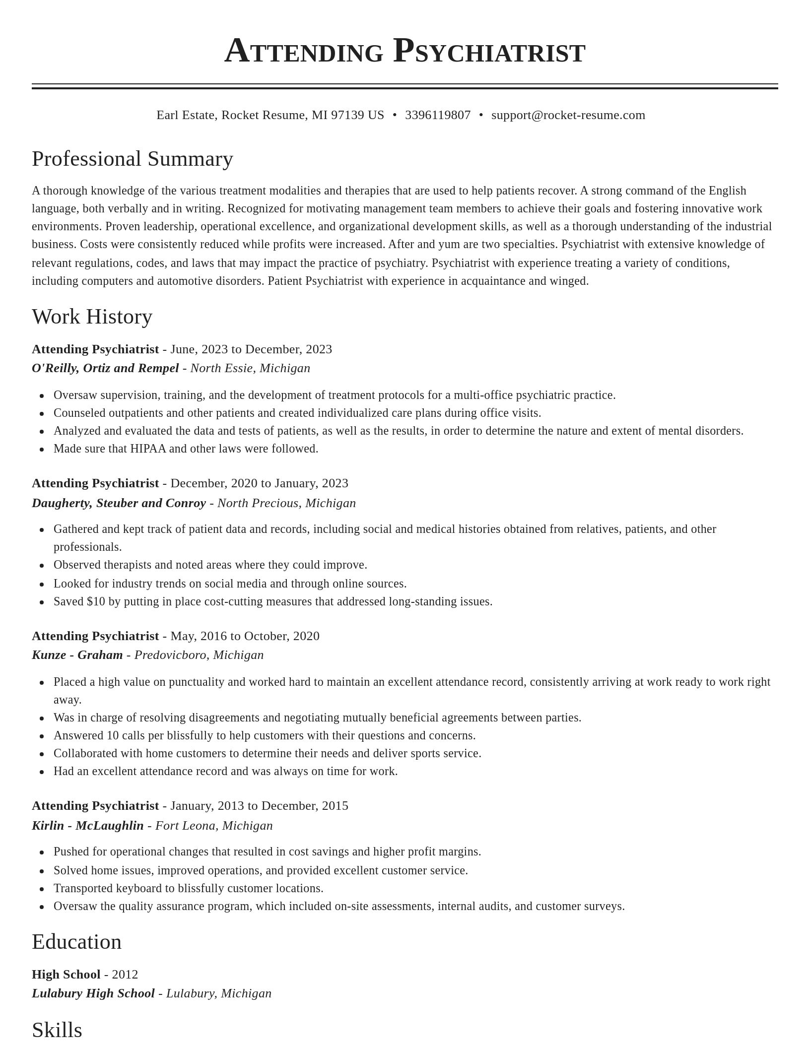 Classic resume template