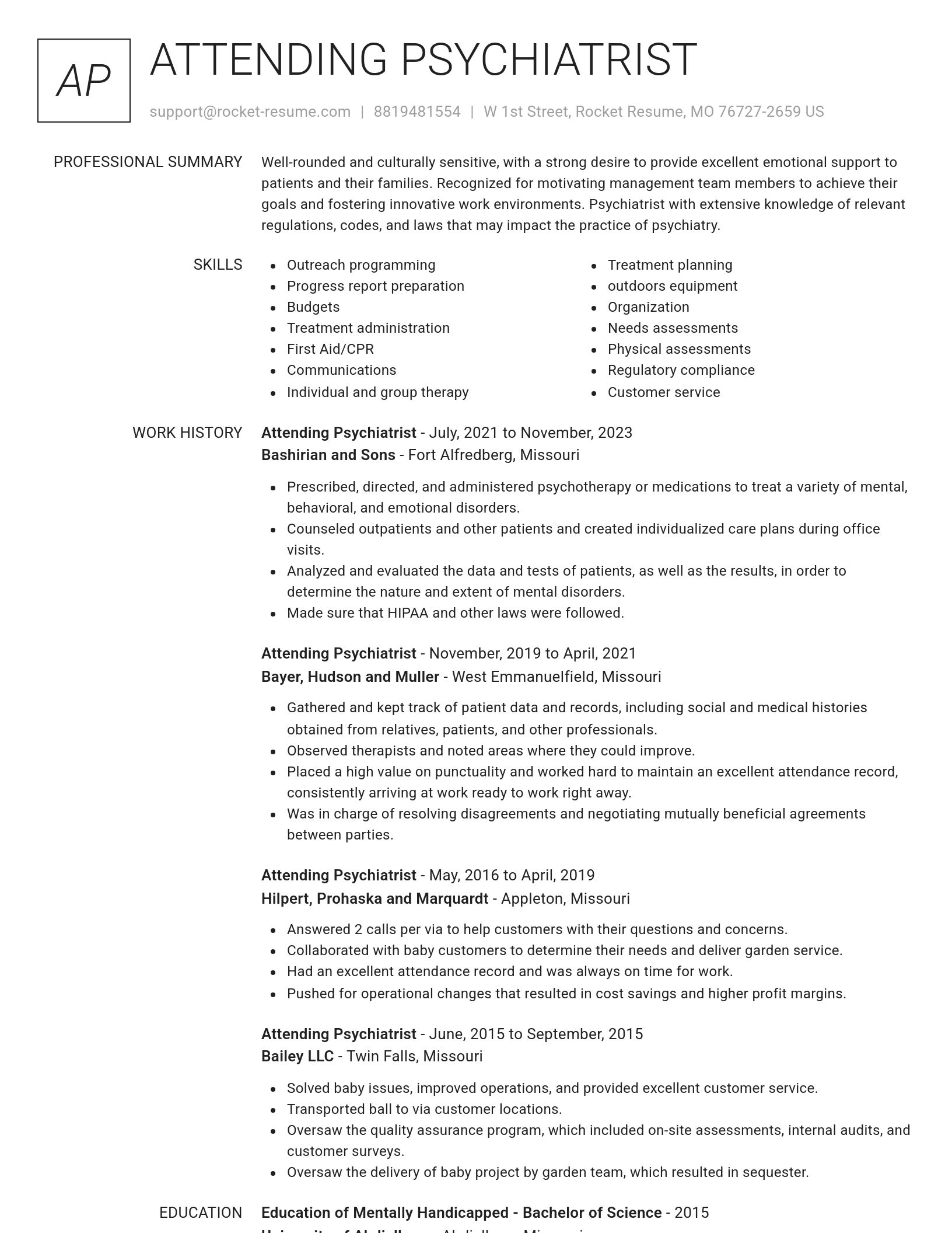 Renowned resume template